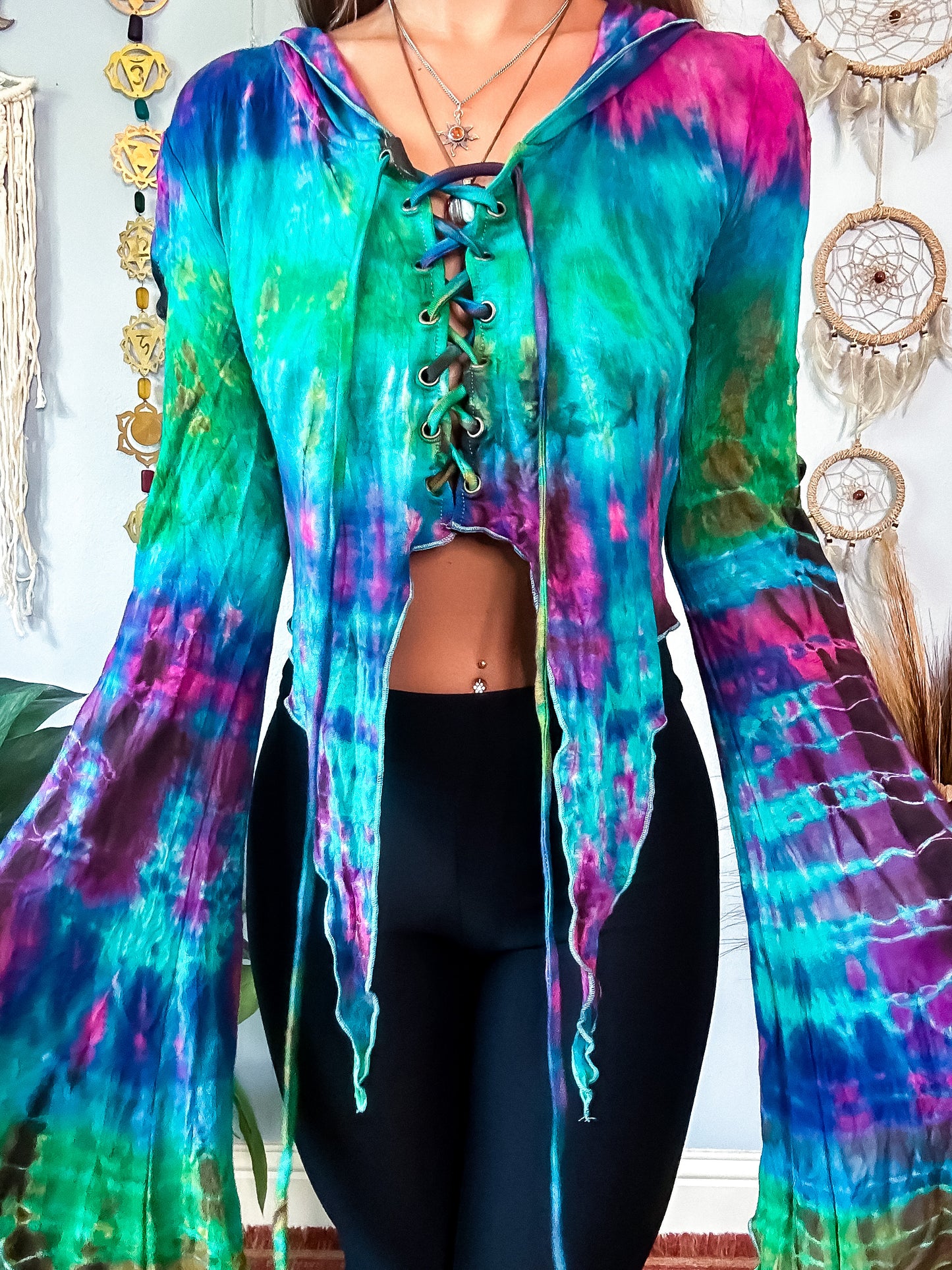 TRIXIE HOODED TOP - TURQUOISE
