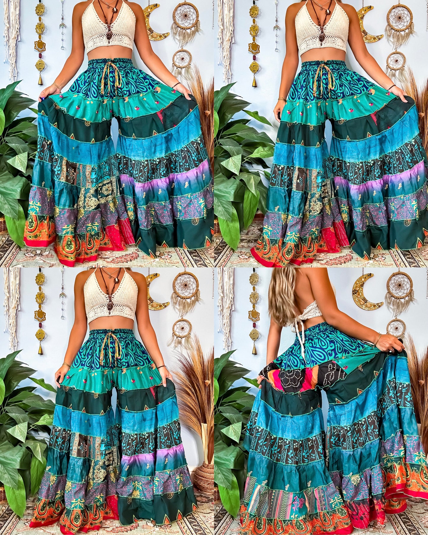 PATCHWORK TIERED PANTS