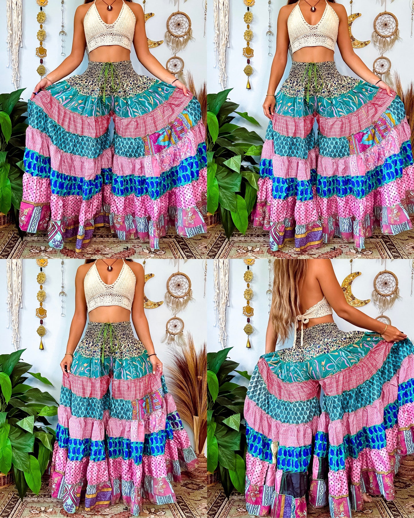 PATCHWORK TIERED PANTS