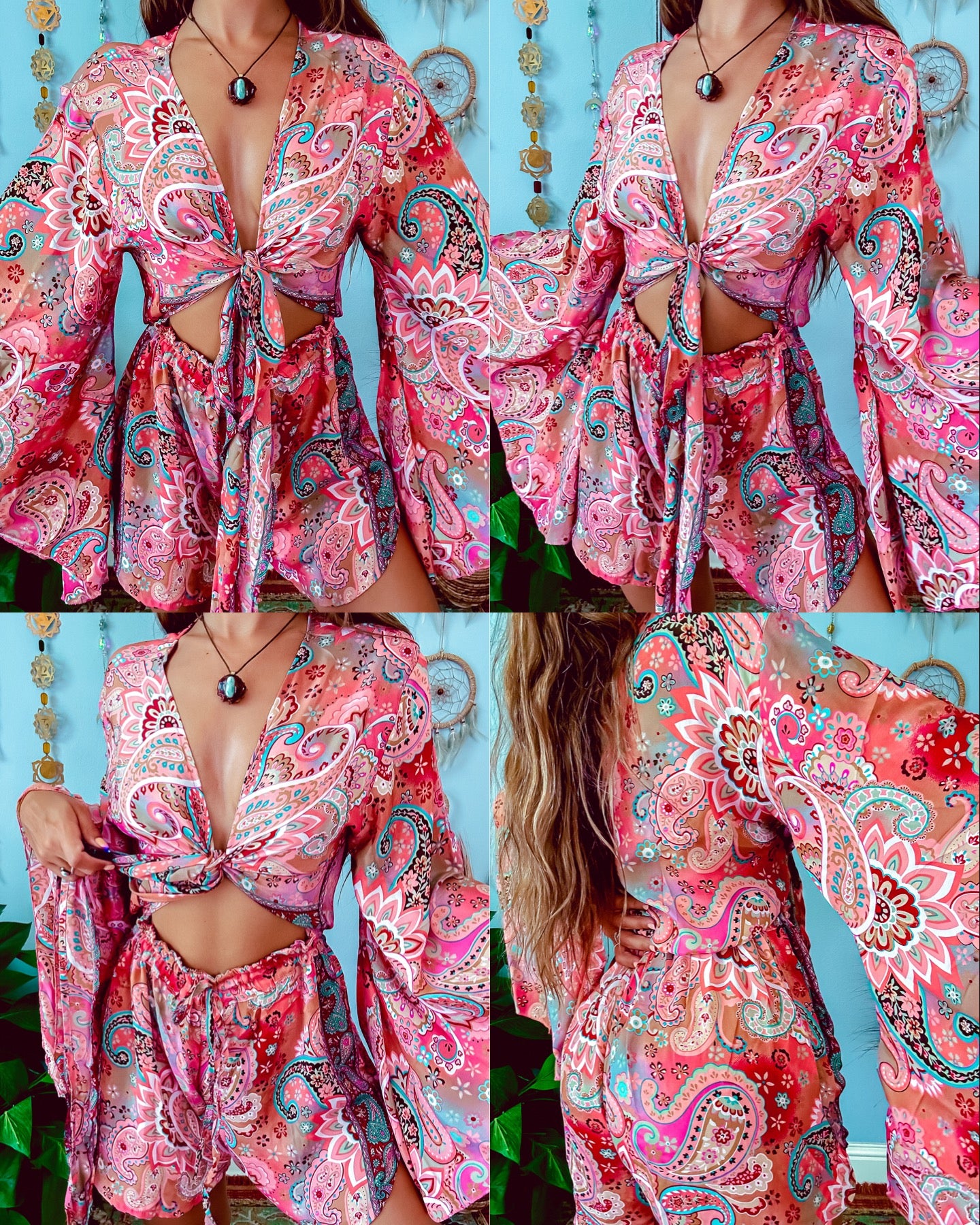 SILK BELL SLEEVE ROMPER