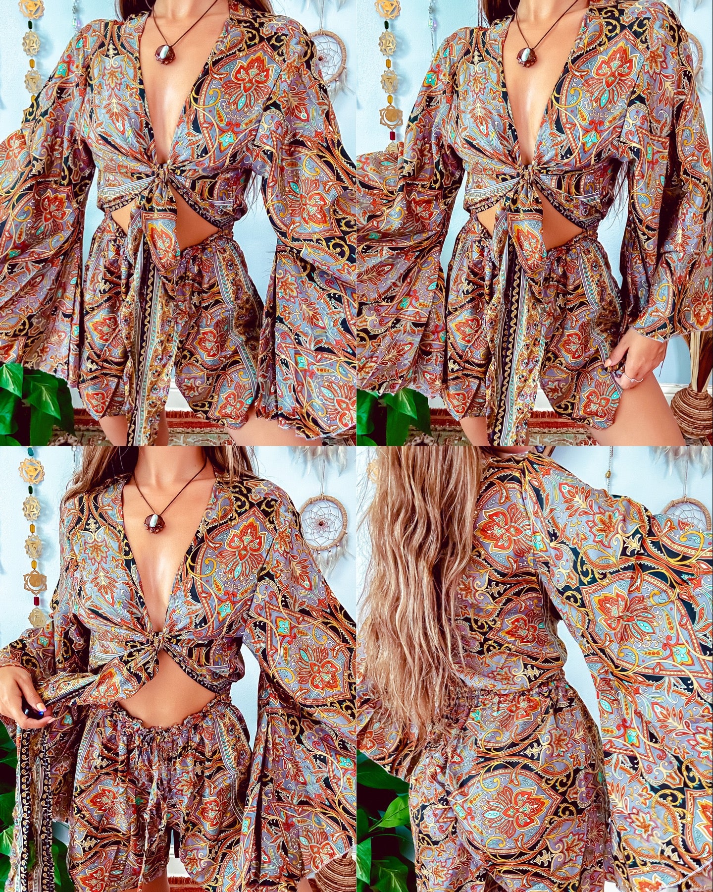 SILK BELL SLEEVE ROMPER