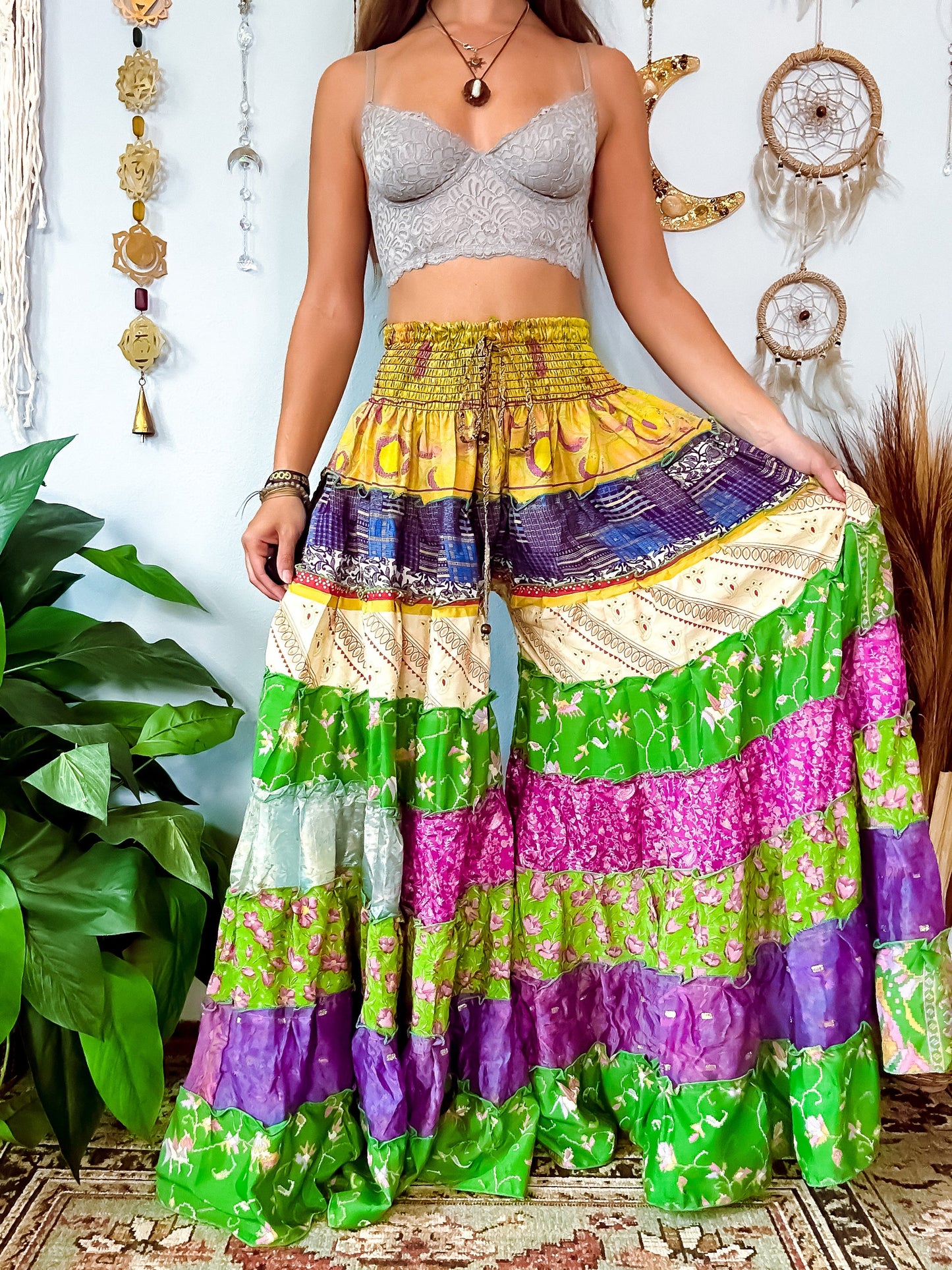 PATCHWORK TIERED PANTS