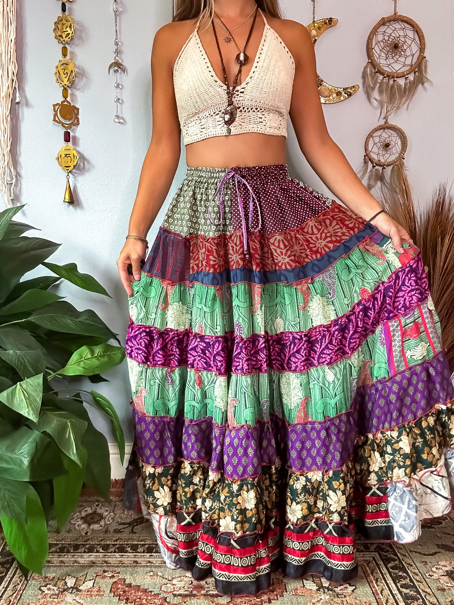 PATCHWORK TIERED SKIRT