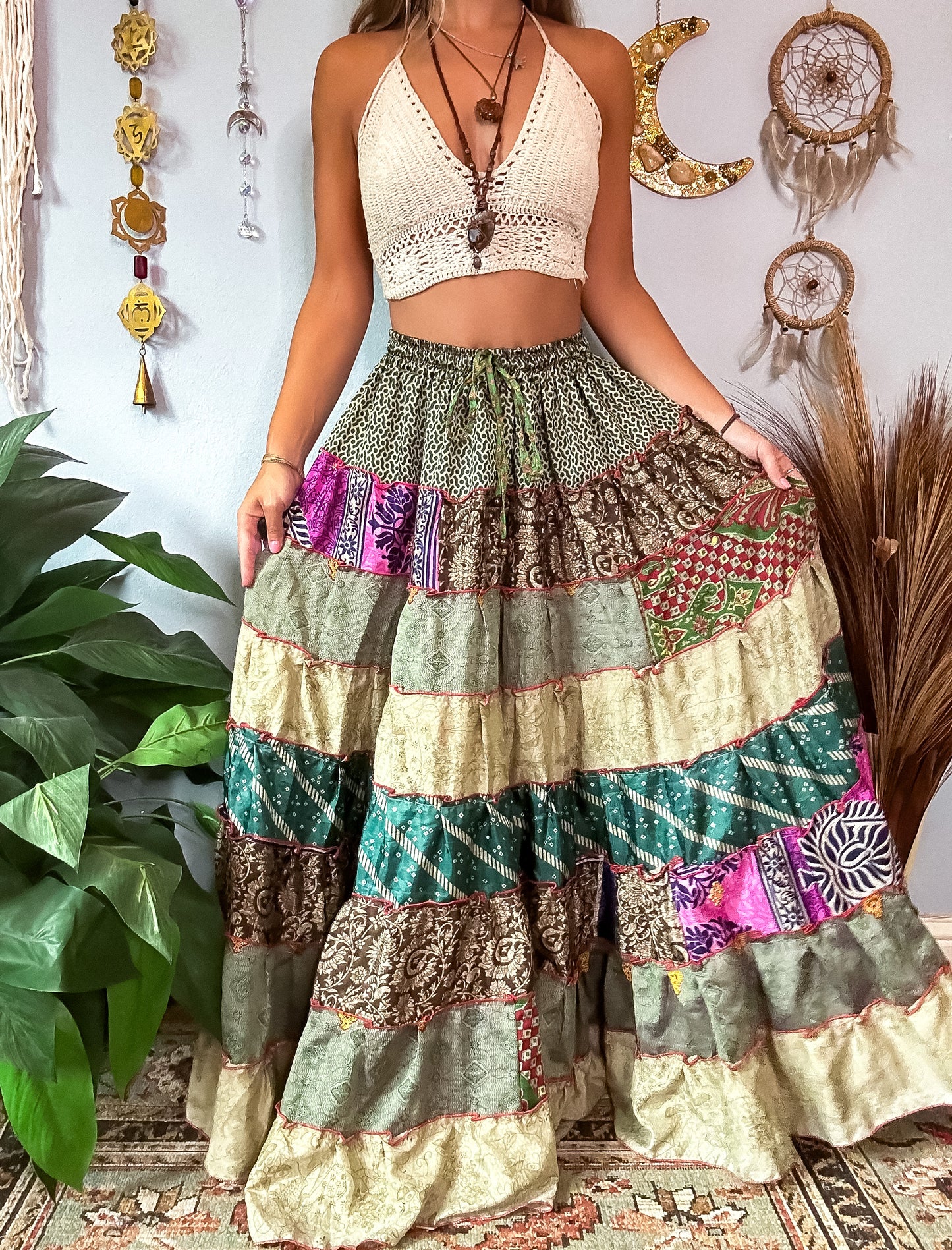 PATCHWORK TIERED SKIRT