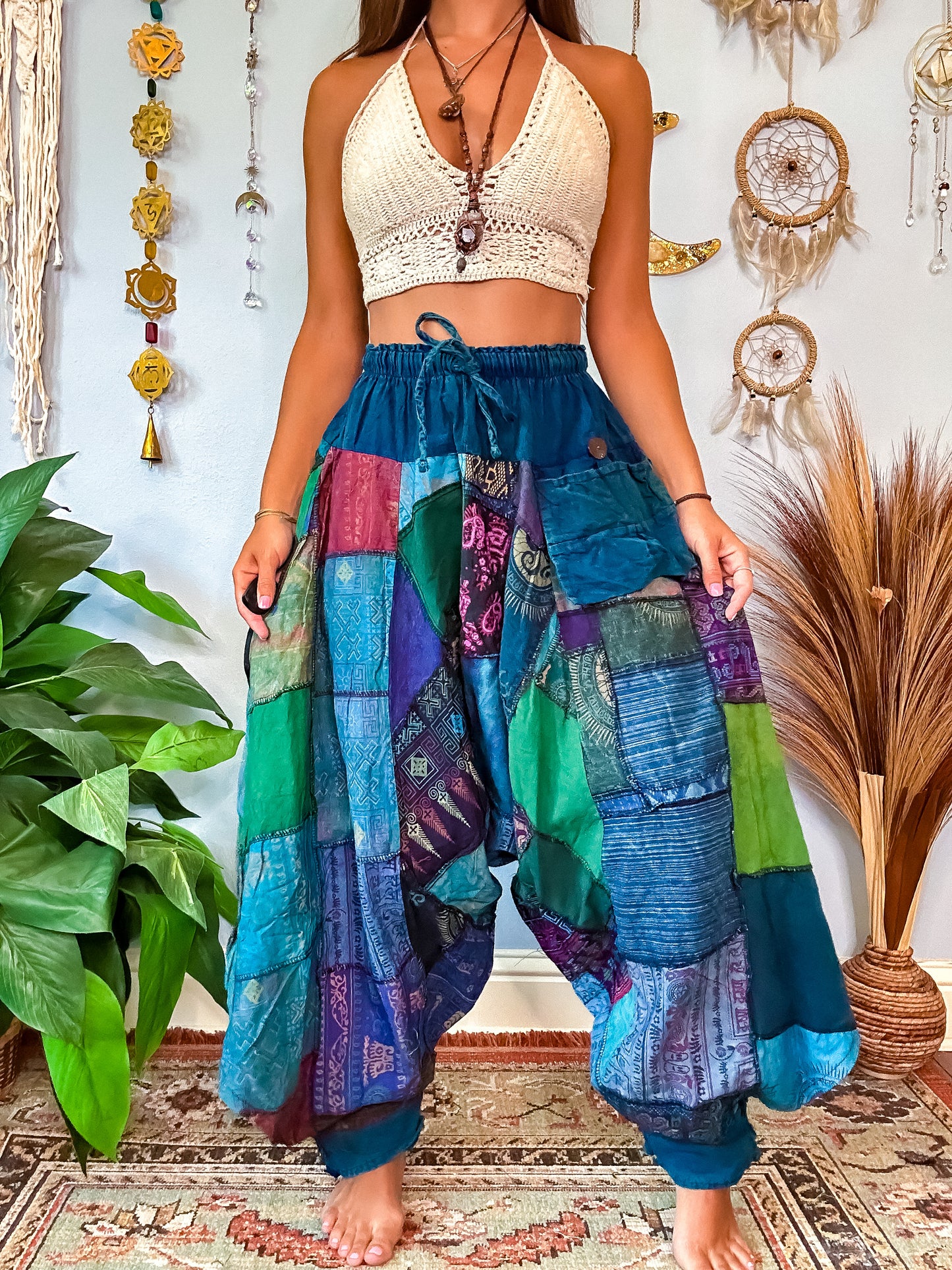 WOODLAND DROP CROTCH HAREM TROUSERS - COOL