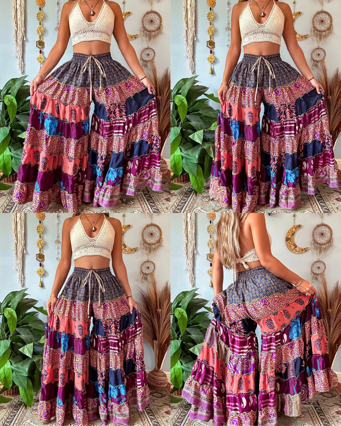 PATCHWORK TIERED PANTS