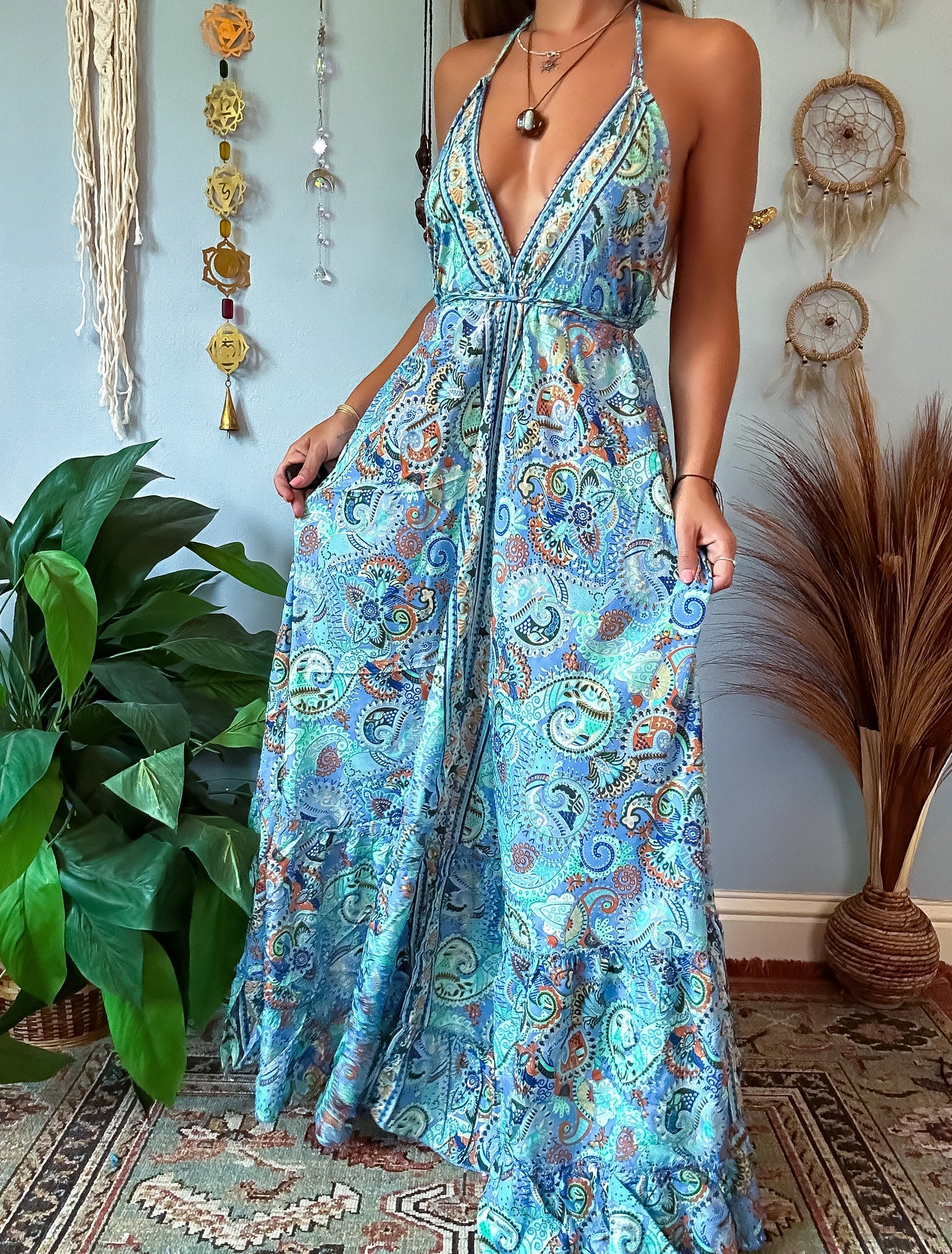 SILK TIERED DRESS - SKY BLUE