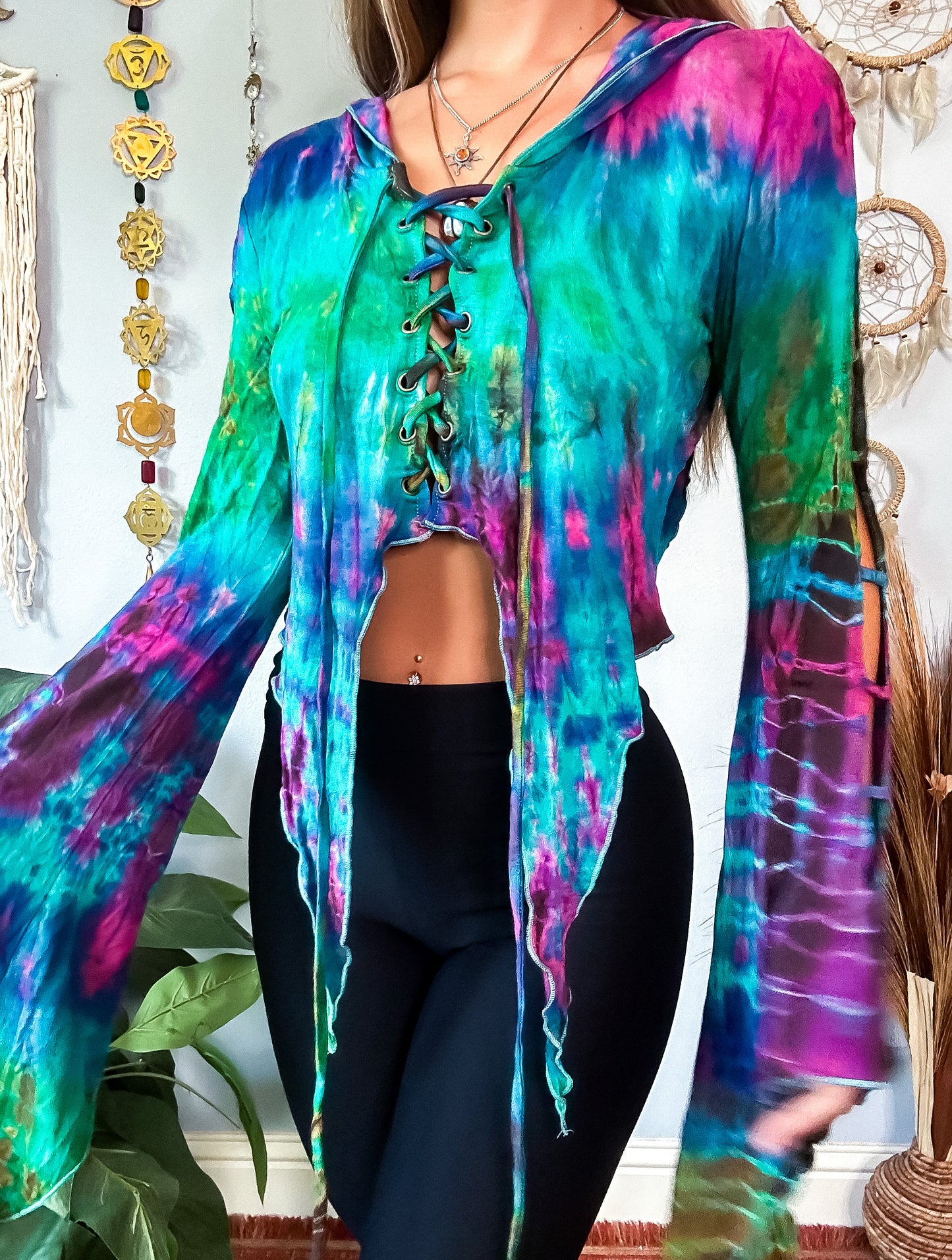 TRIXIE HOODED TOP - TURQUOISE