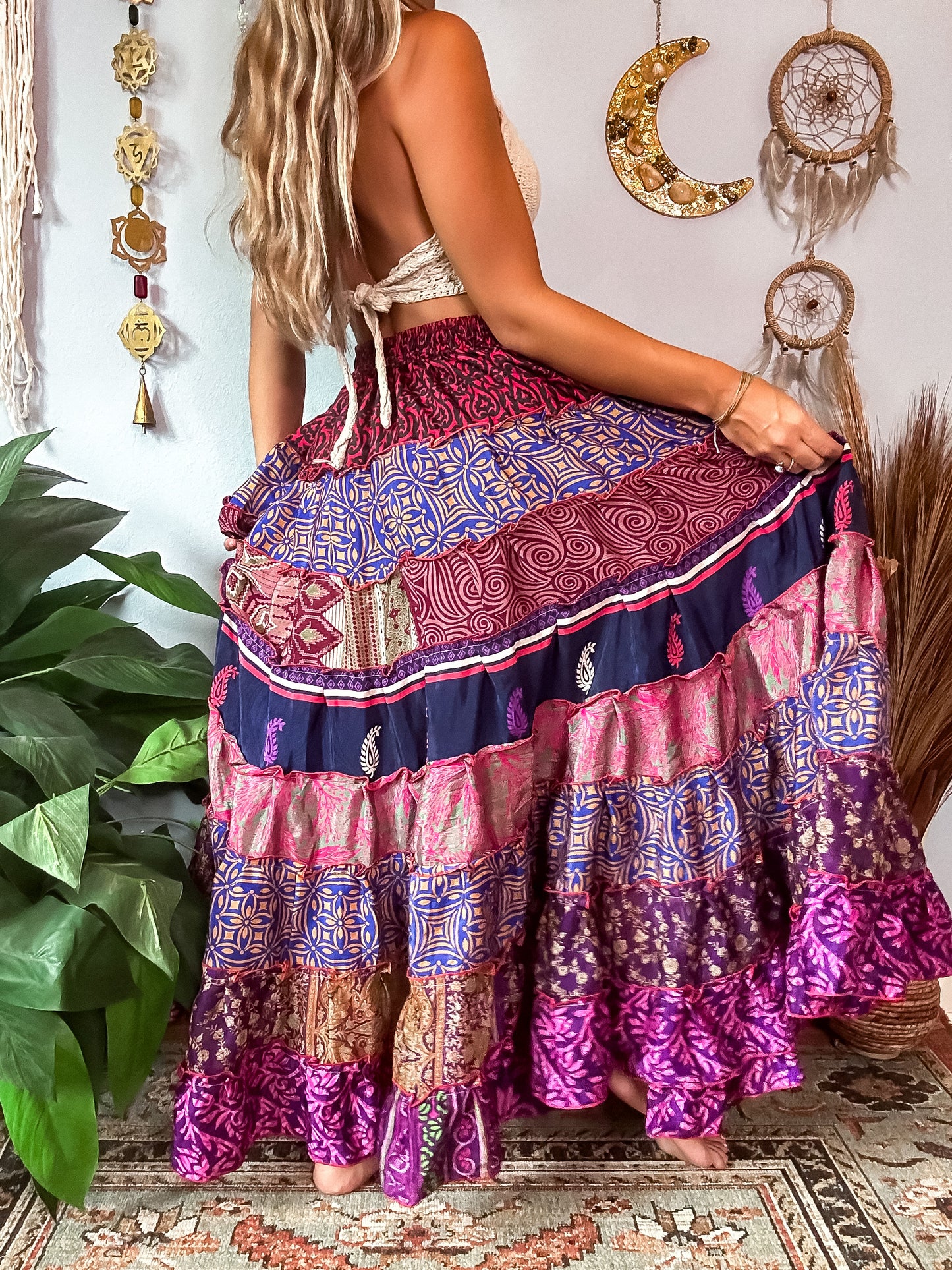 PATCHWORK TIERED SKIRT
