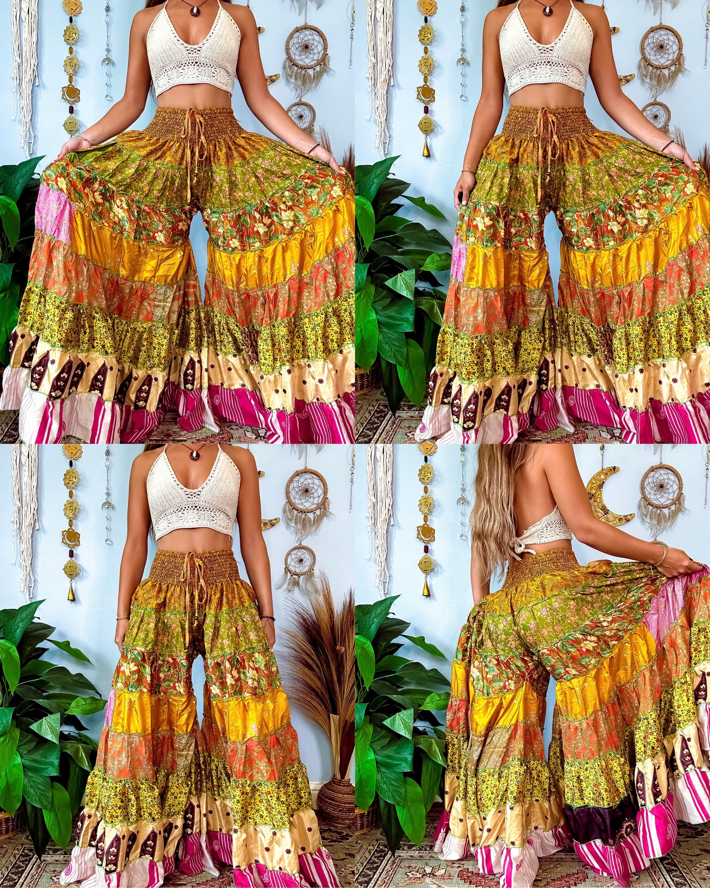 PATCHWORK TIERED PANTS