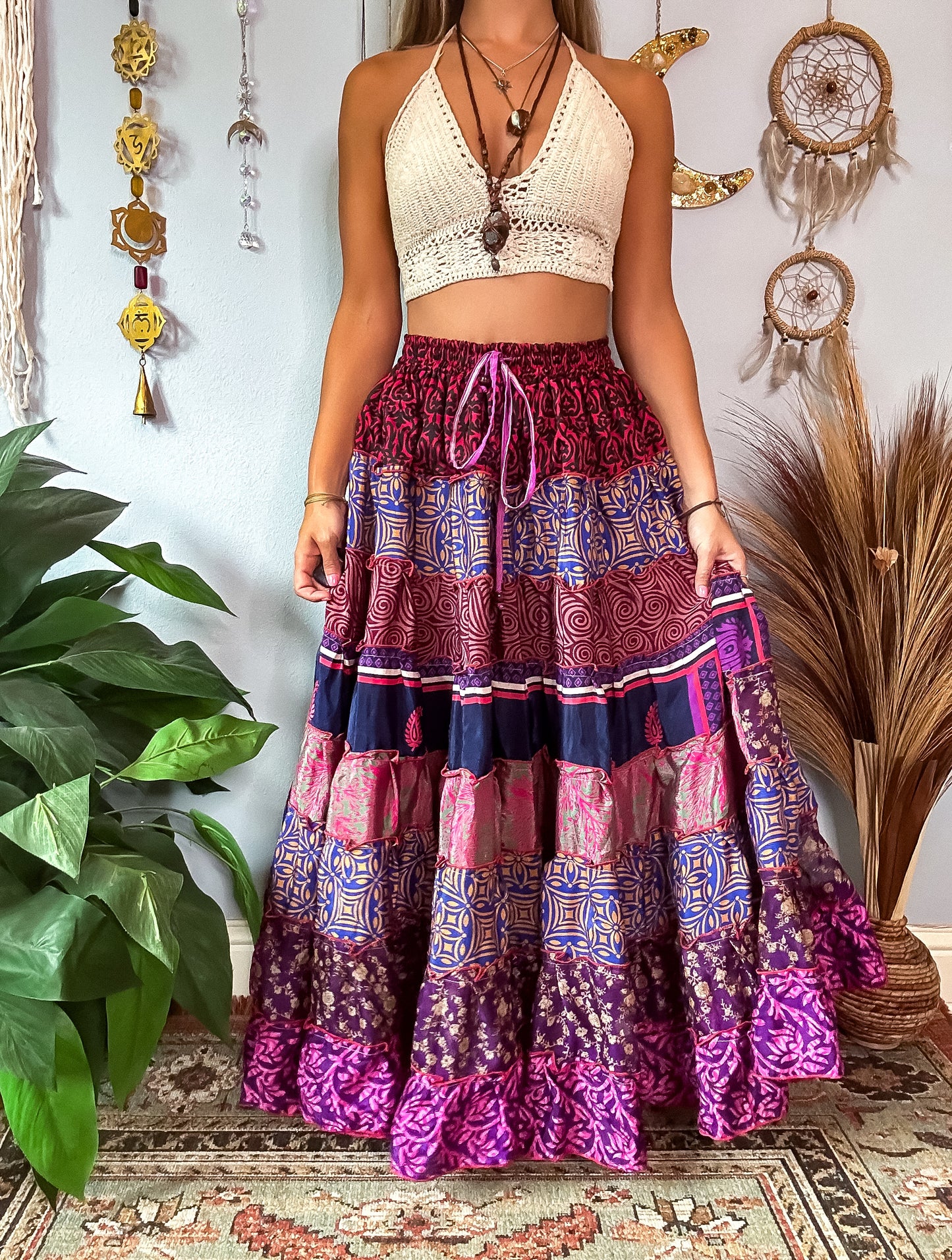 PATCHWORK TIERED SKIRT