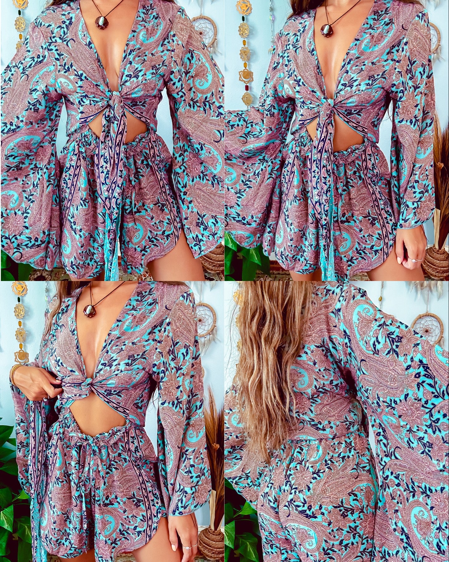 SILK BELL SLEEVE ROMPER