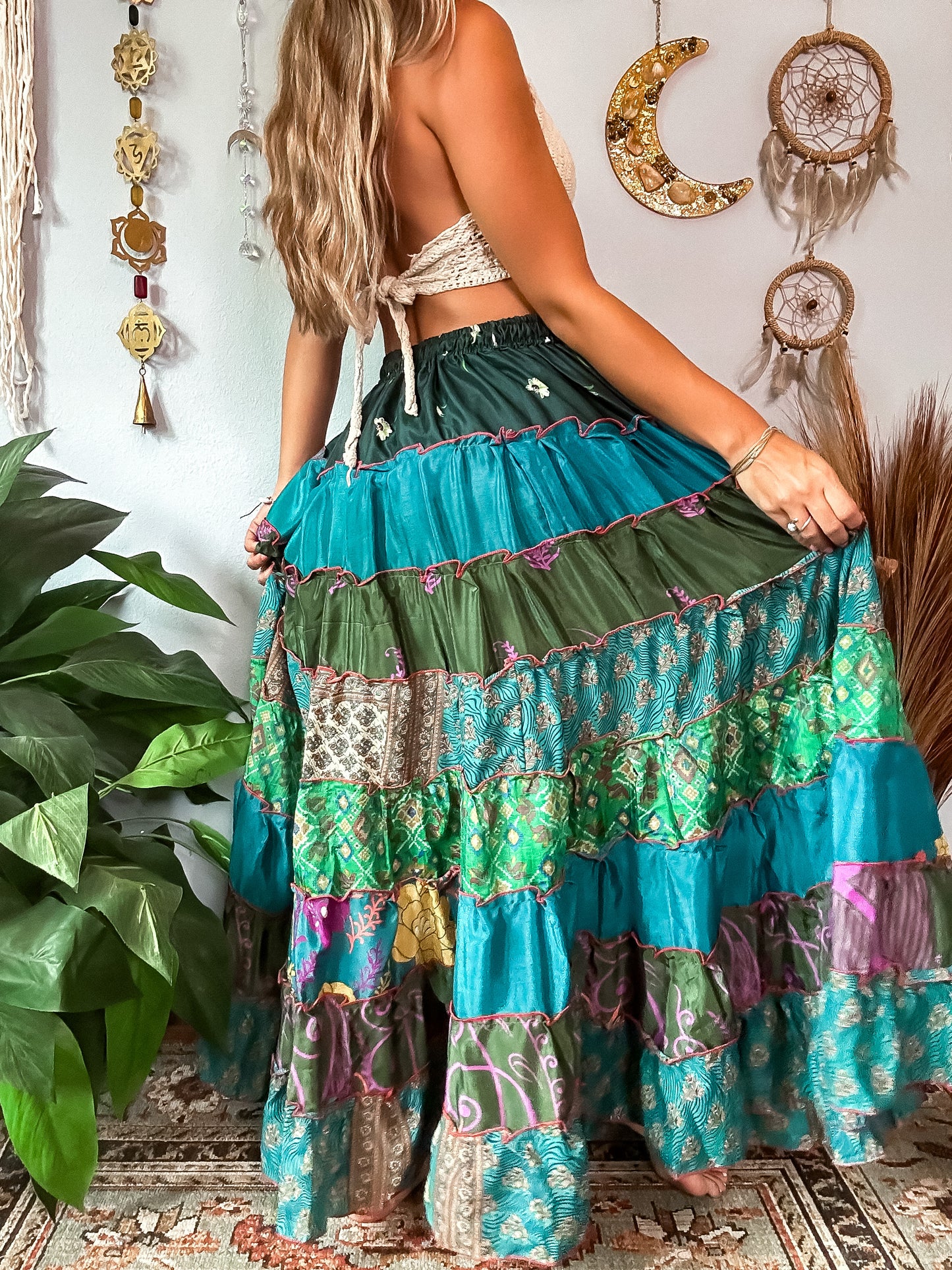 PATCHWORK TIERED SKIRT