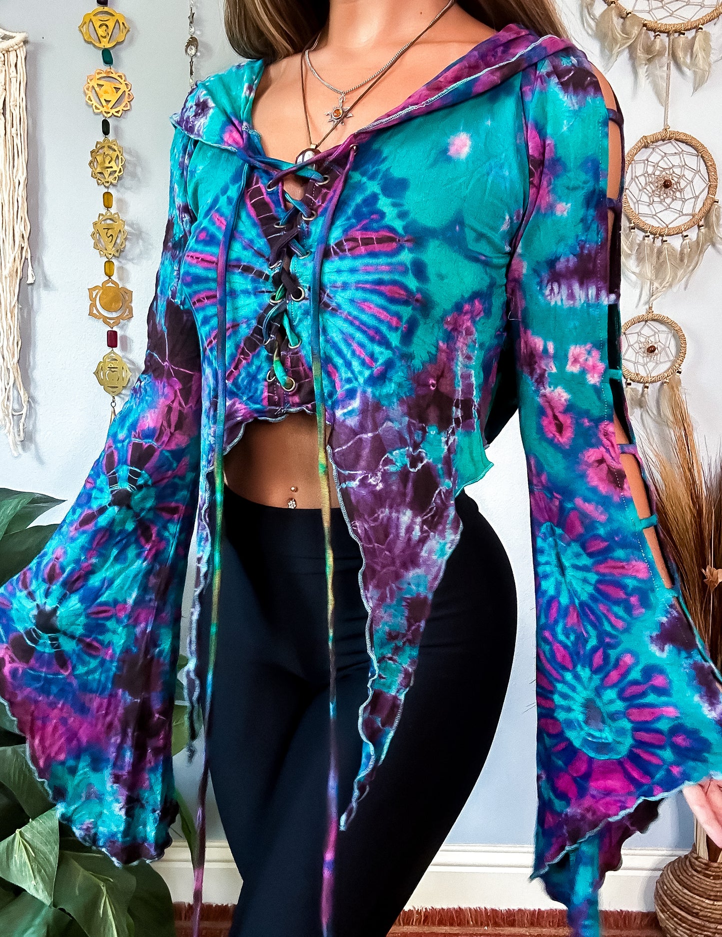 TRIXIE HOODED TOP - TURQUOISE