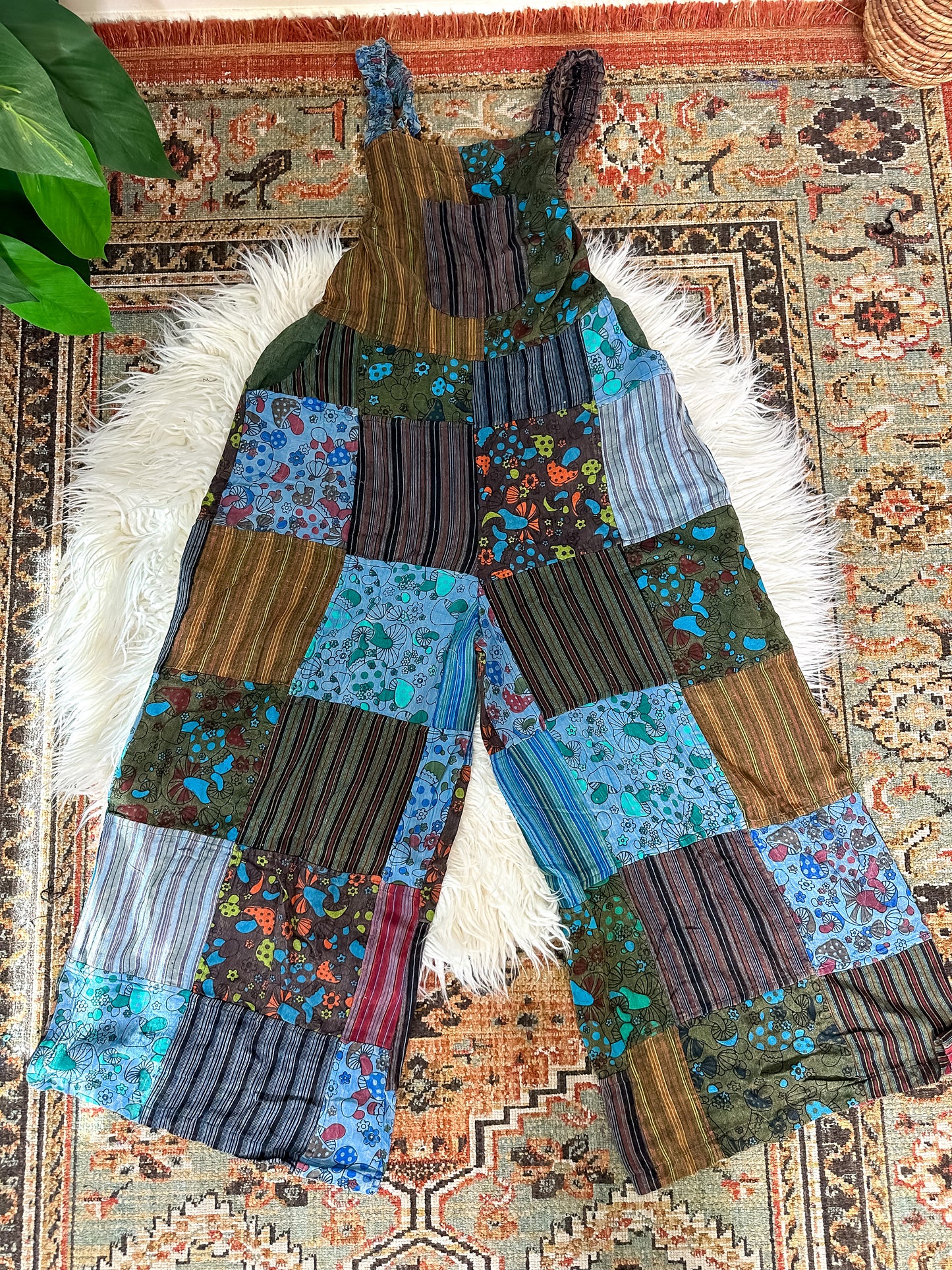 MUSHROOM PATCH WIDE LEG OVERALLS