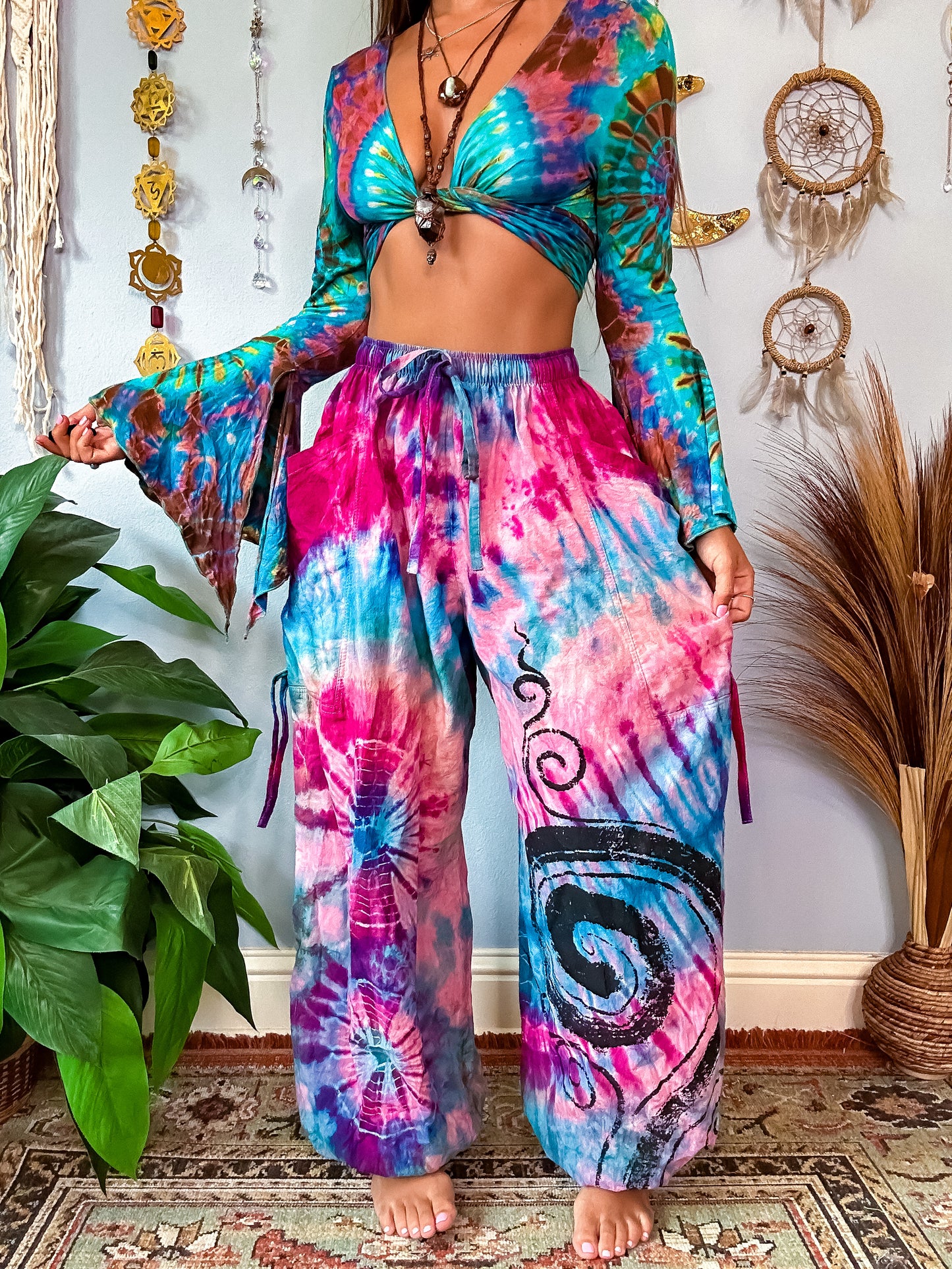 LEILANI HAREM TROUSERS- PINK & BLUE