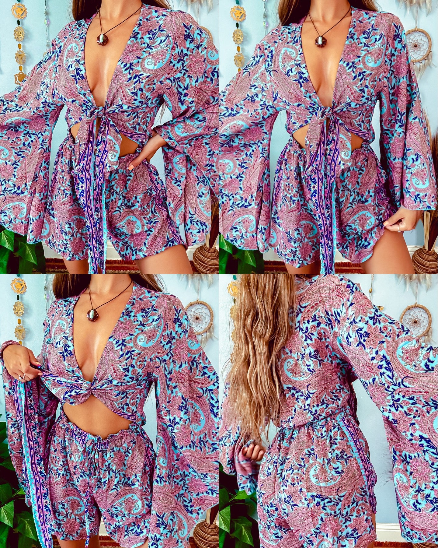 SILK BELL SLEEVE ROMPER