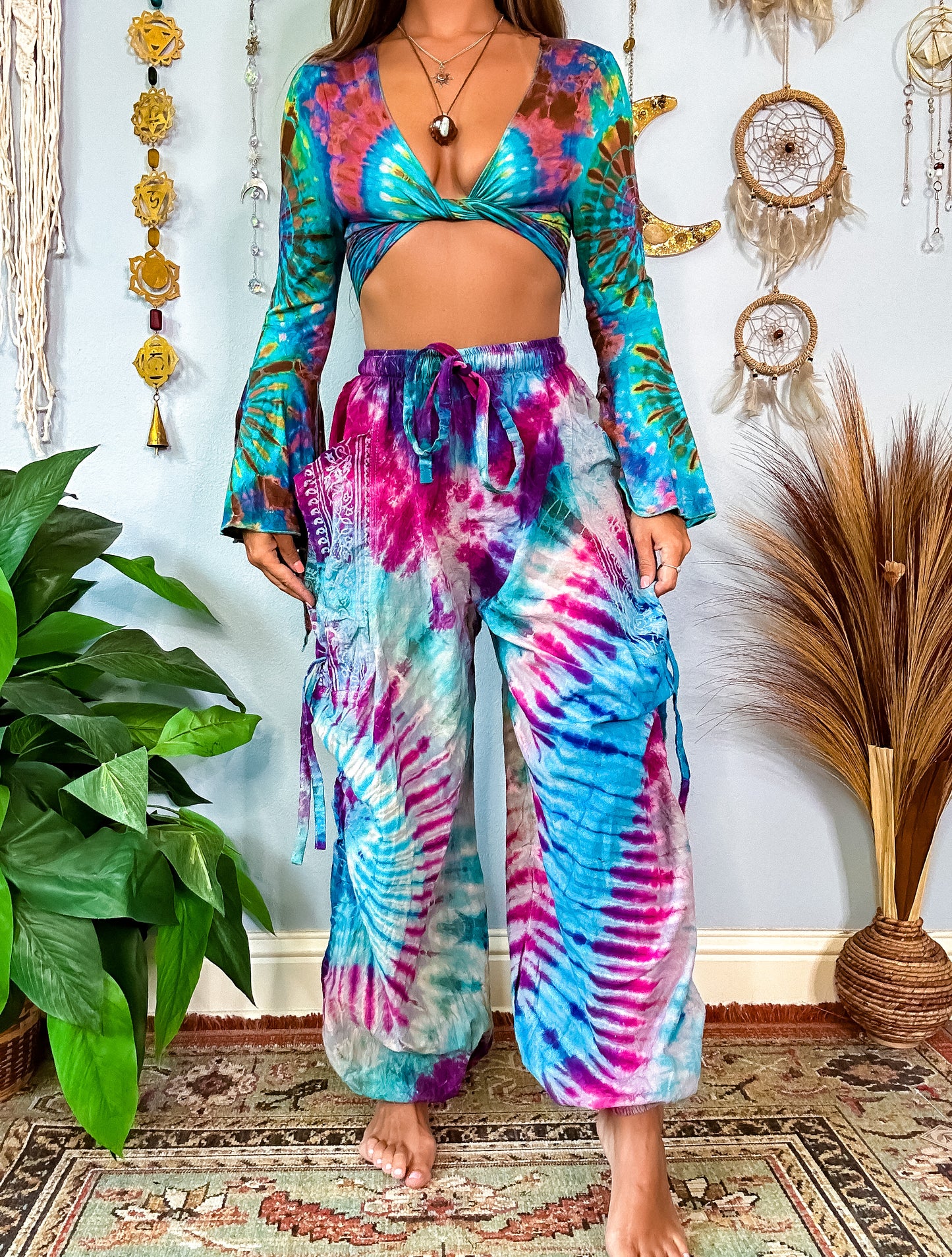 NALANI HAREM TROUSERS - PINK & BLUE