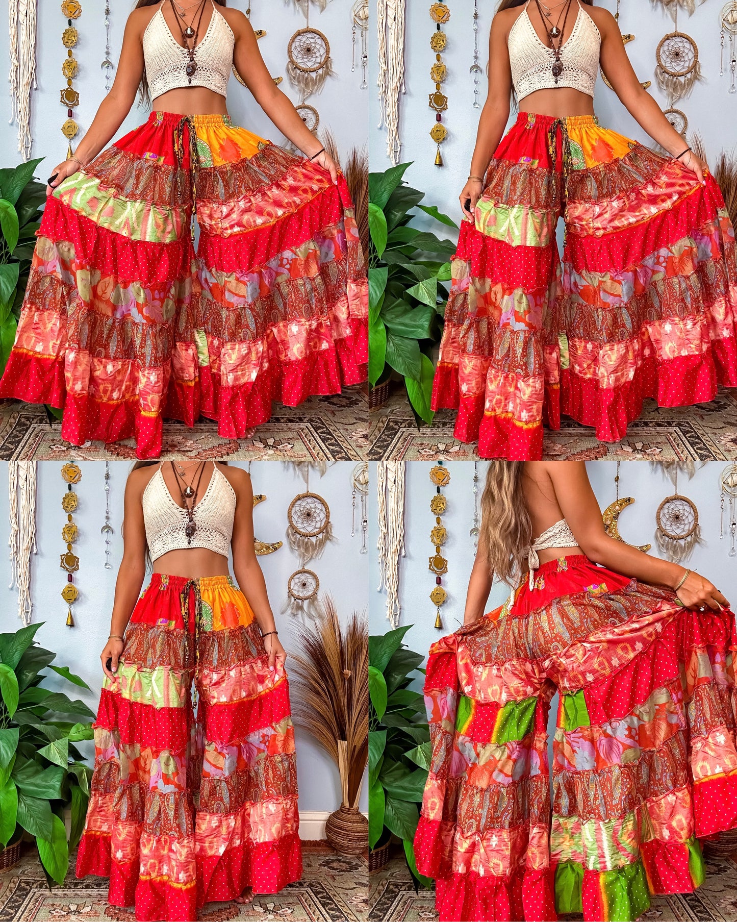 PATCHWORK TIERED PANTS