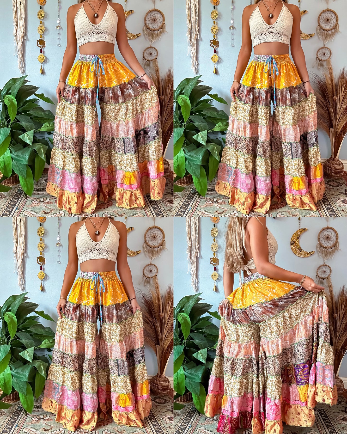 PATCHWORK TIERED PANTS