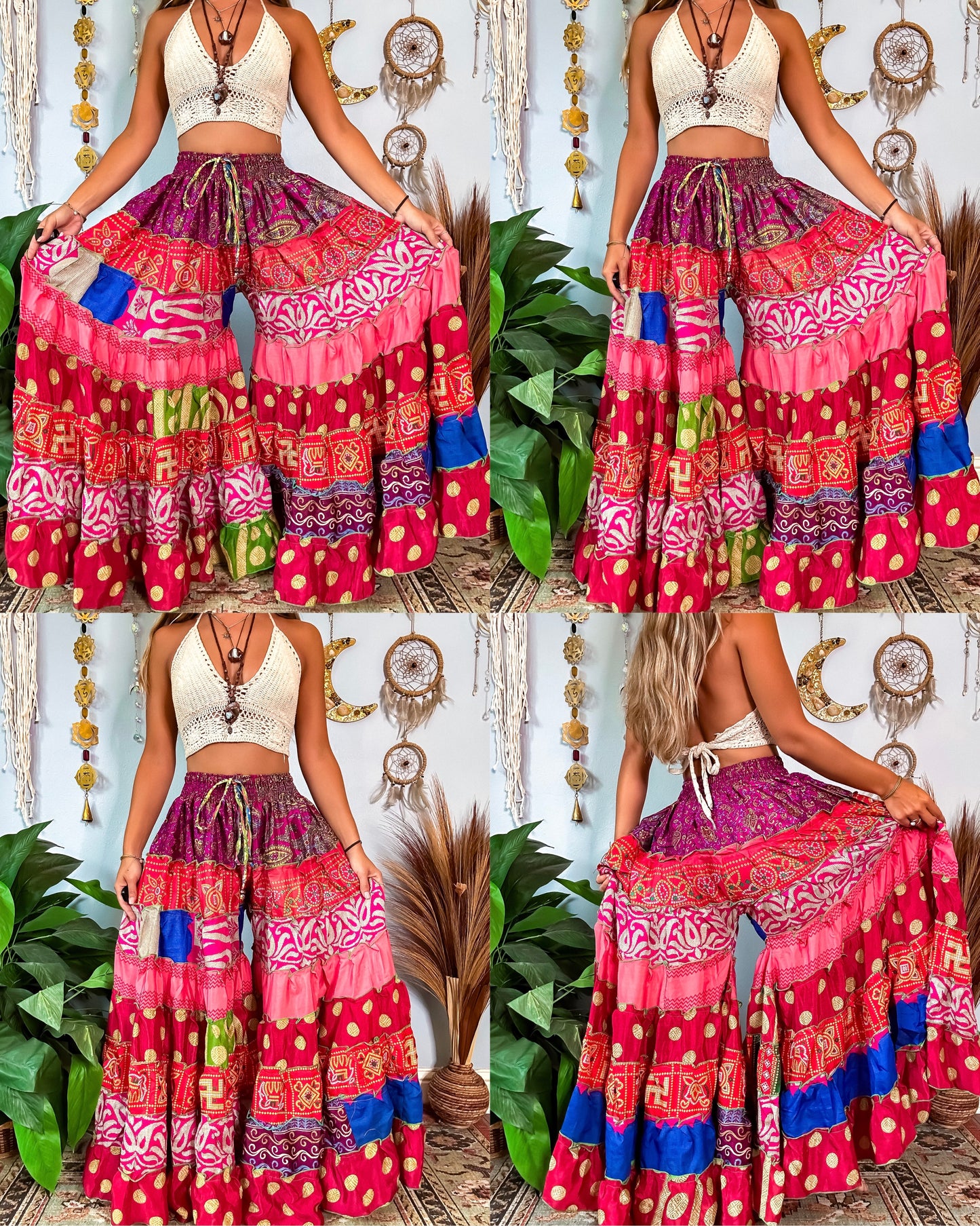 PATCHWORK TIERED PANTS