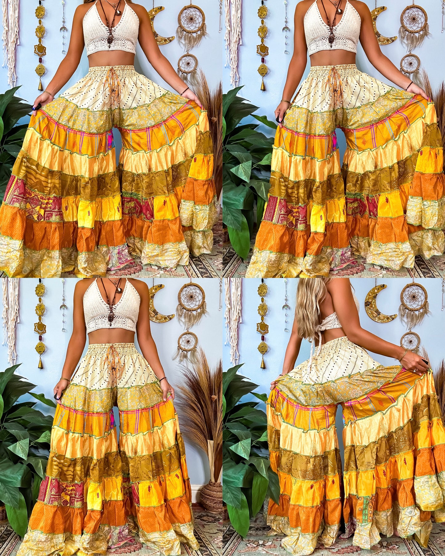 PATCHWORK TIERED PANTS