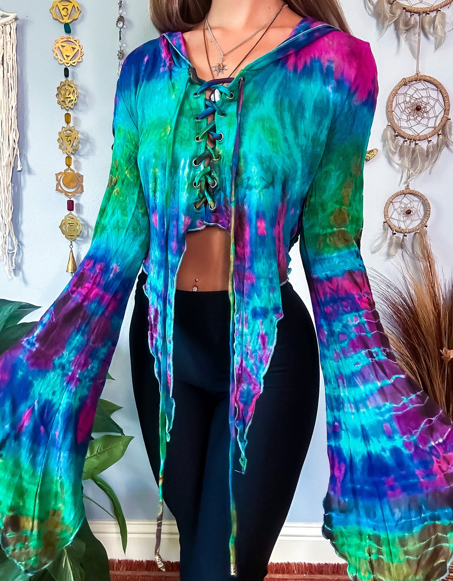 TRIXIE HOODED TOP - TURQUOISE