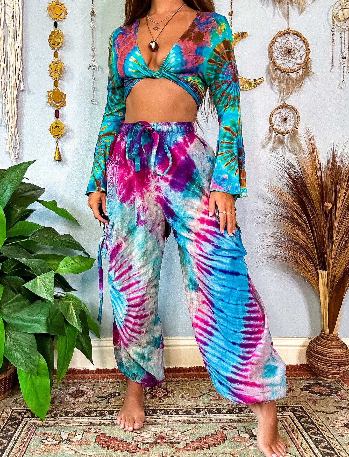 NALANI HAREM TROUSERS - PINK & BLUE