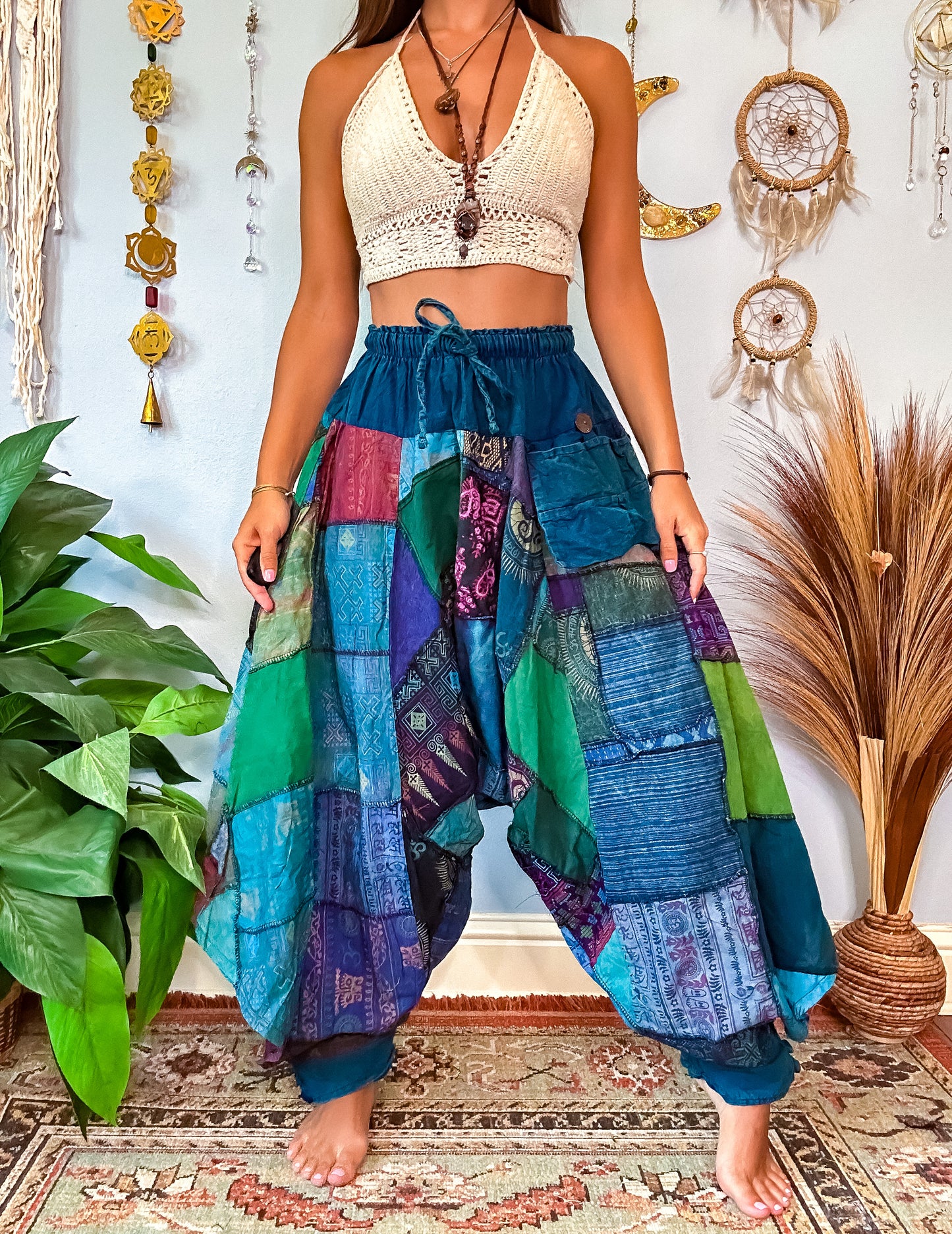 WOODLAND DROP CROTCH HAREM TROUSERS - COOL