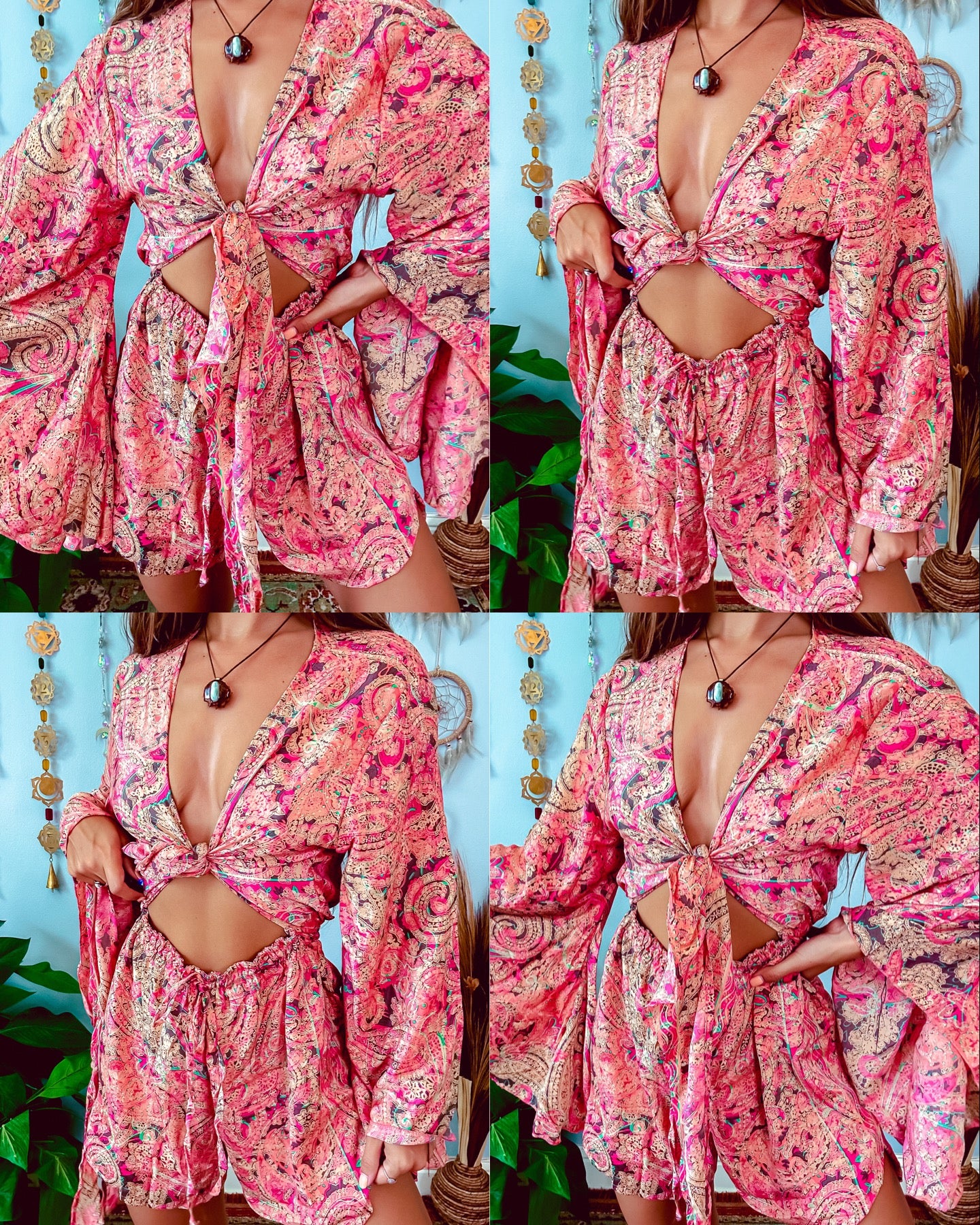SILK BELL SLEEVE ROMPER