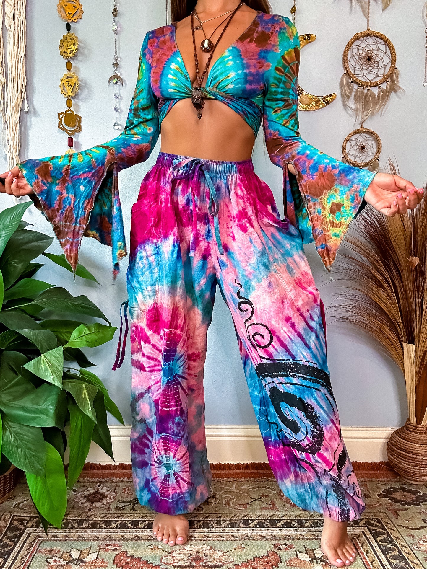 LEILANI HAREM TROUSERS- PINK & BLUE