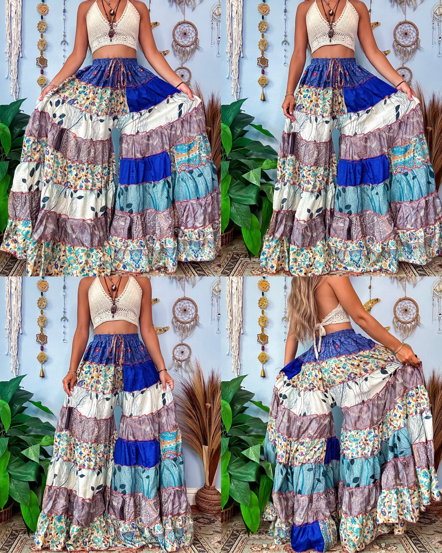 PATCHWORK TIERED PANTS (TALL)
