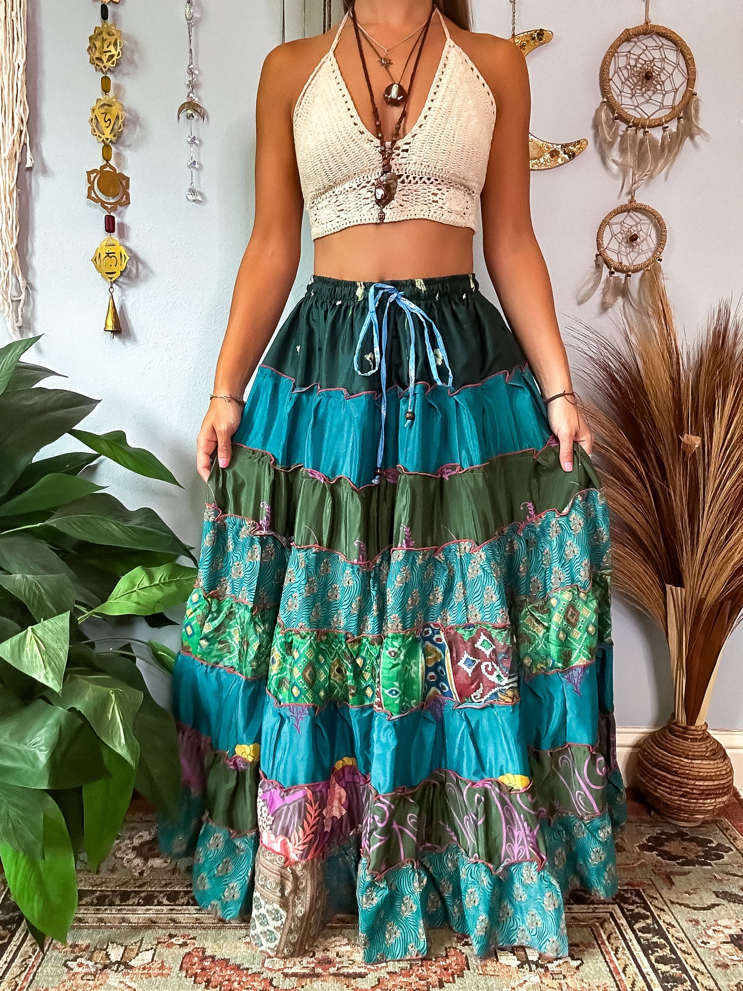 PATCHWORK TIERED SKIRT