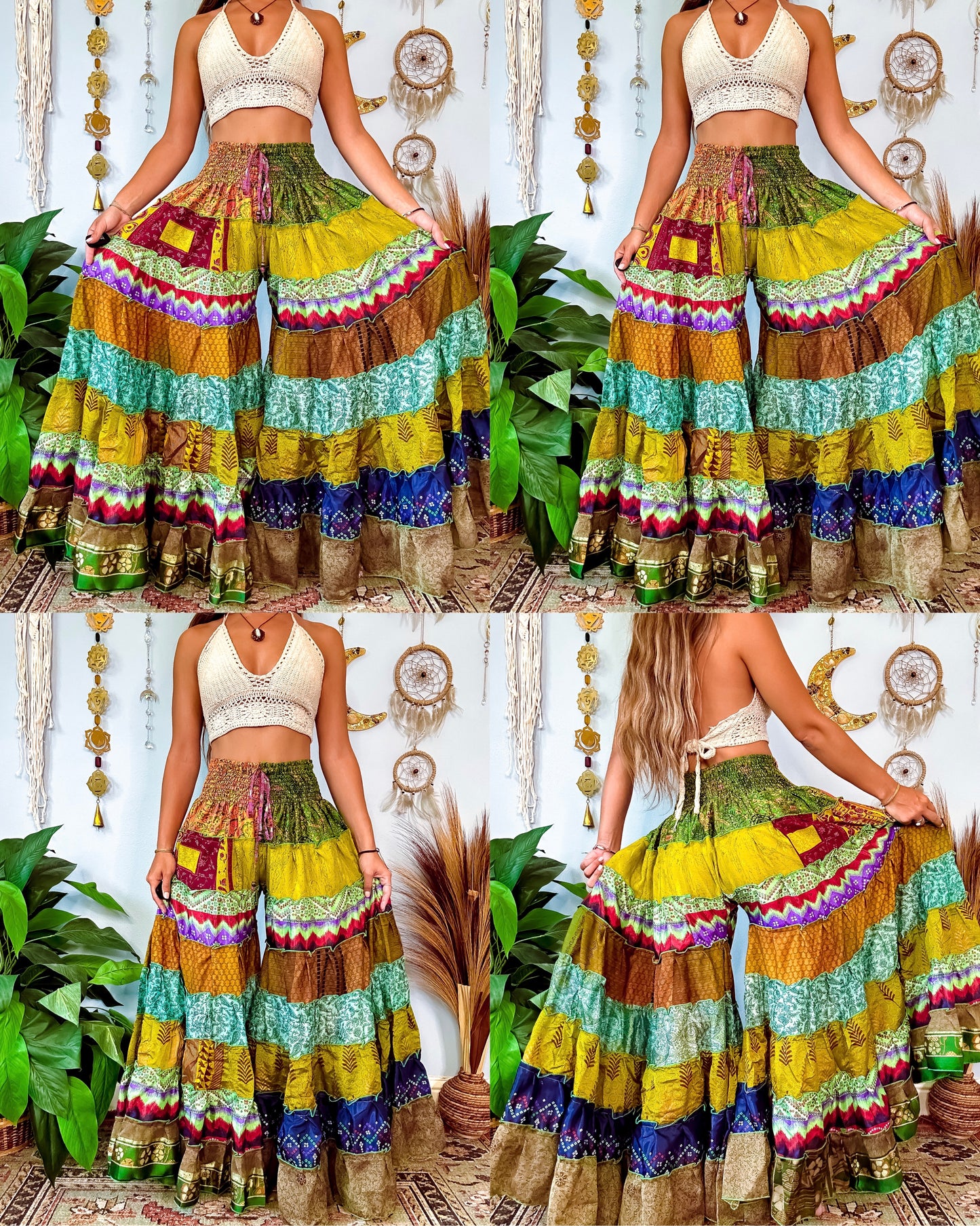 PATCHWORK TIERED PANTS