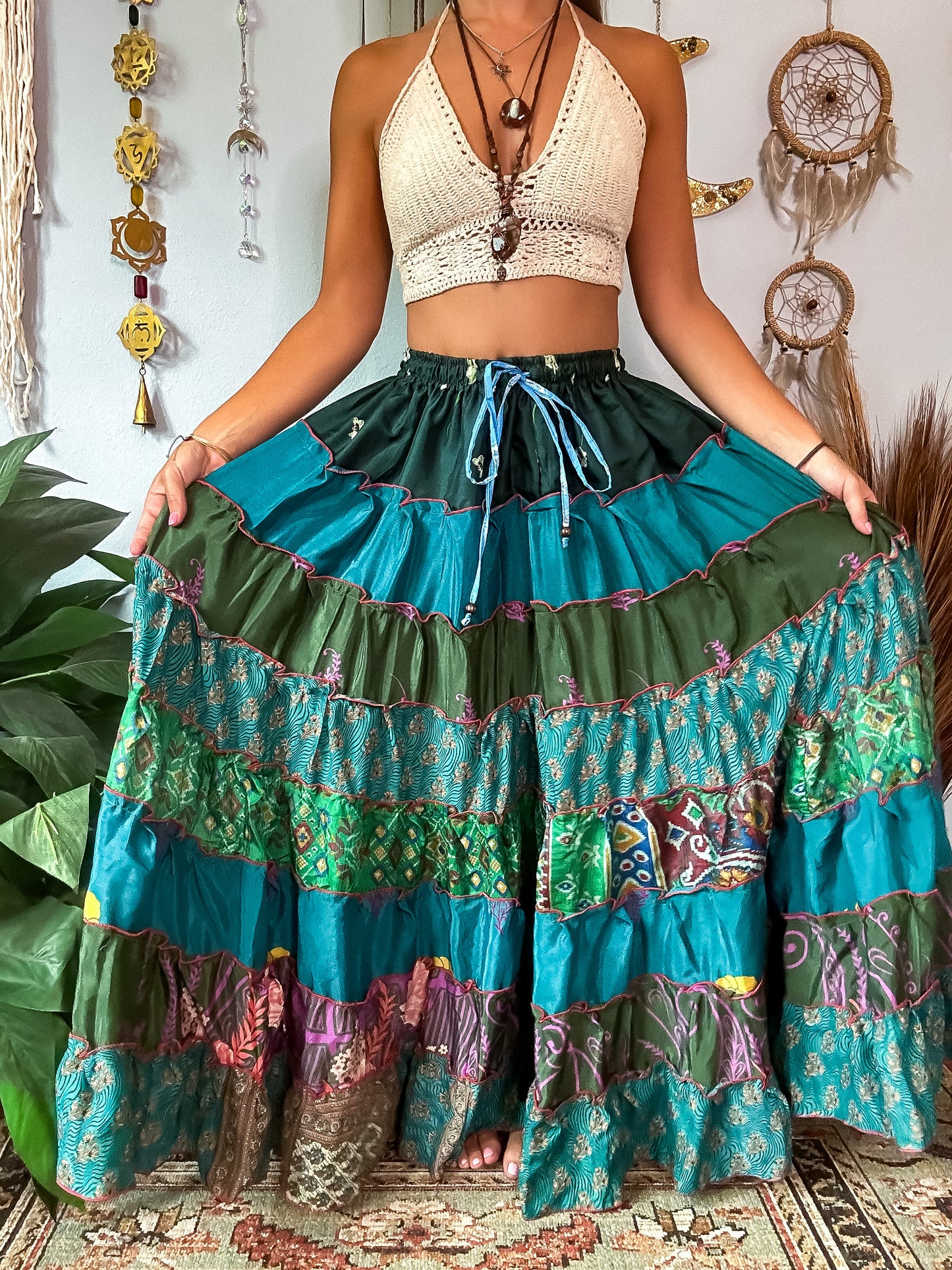 PATCHWORK TIERED SKIRT