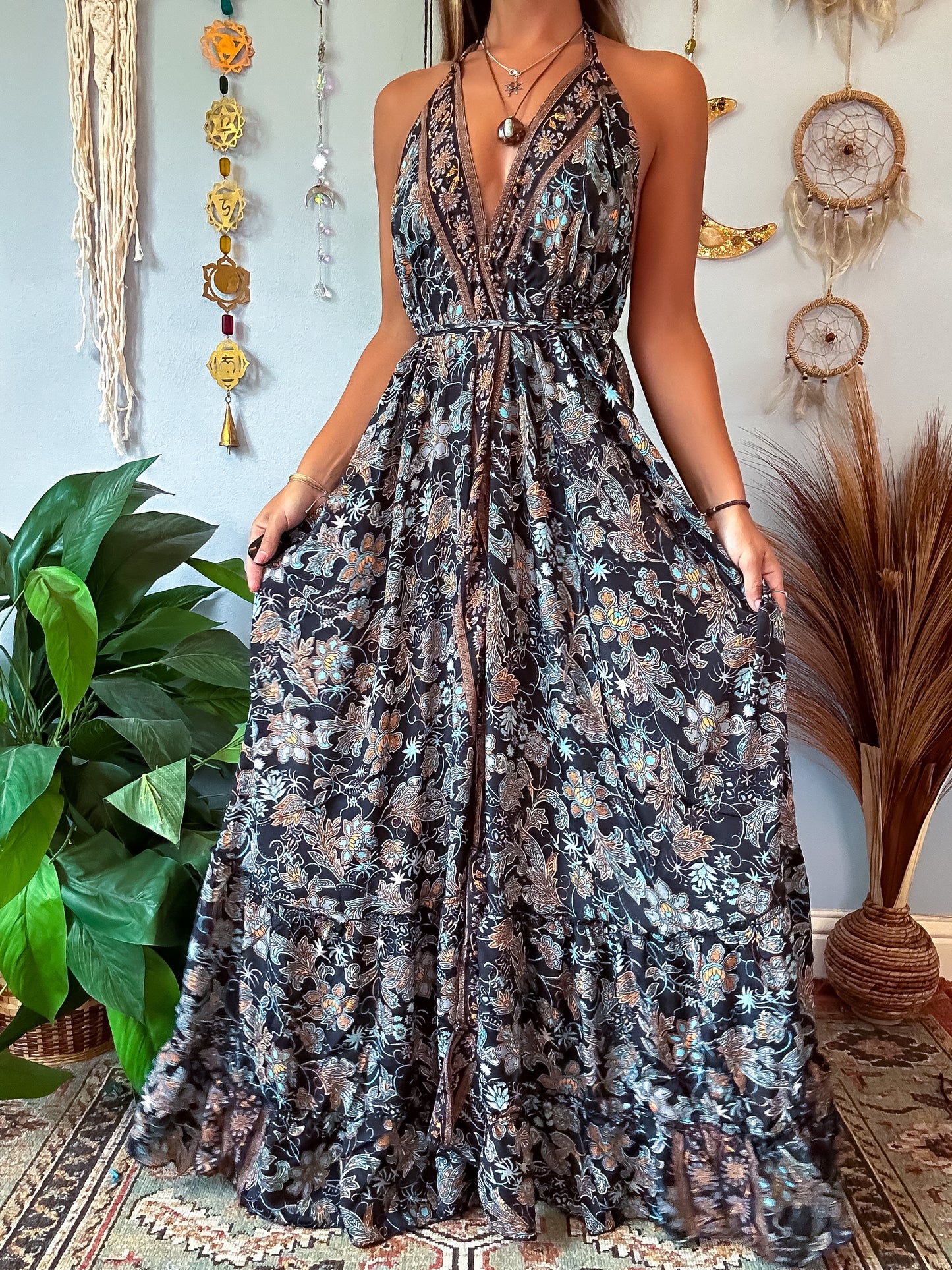 SILK TIERED DRESS - BLACK