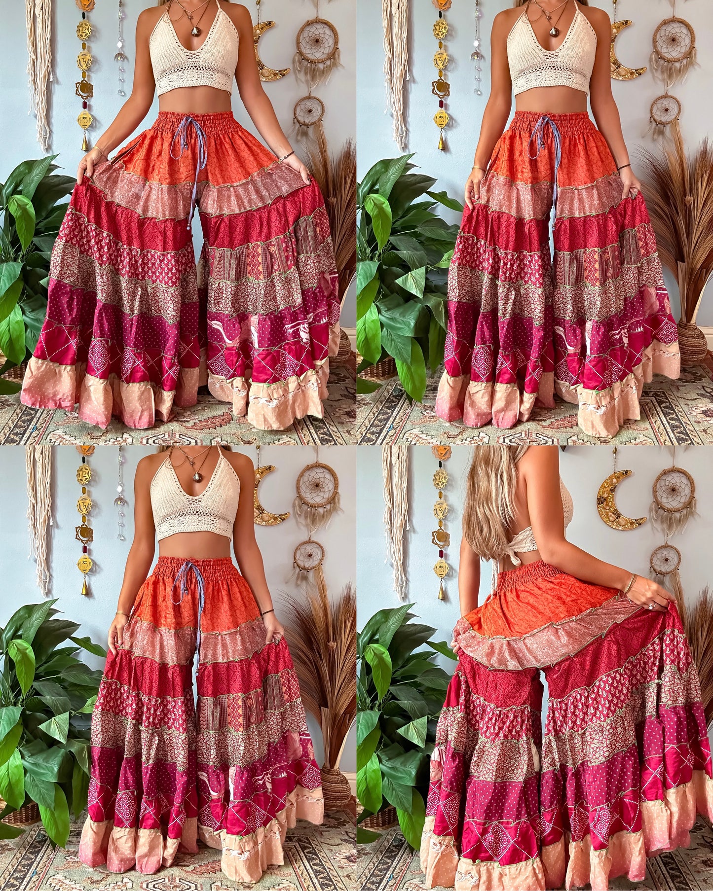 PATCHWORK TIERED PANTS