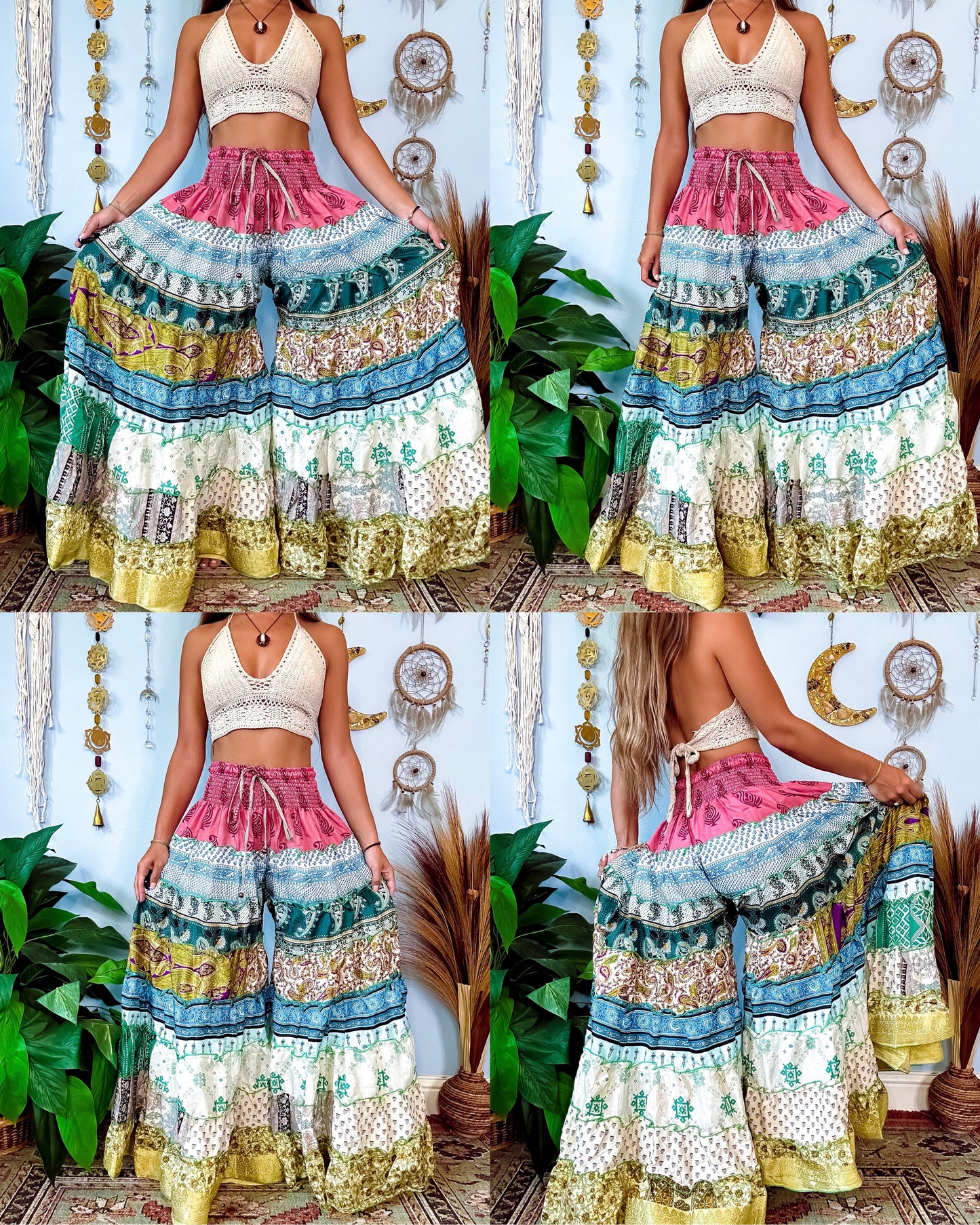 PATCHWORK TIERED PANTS
