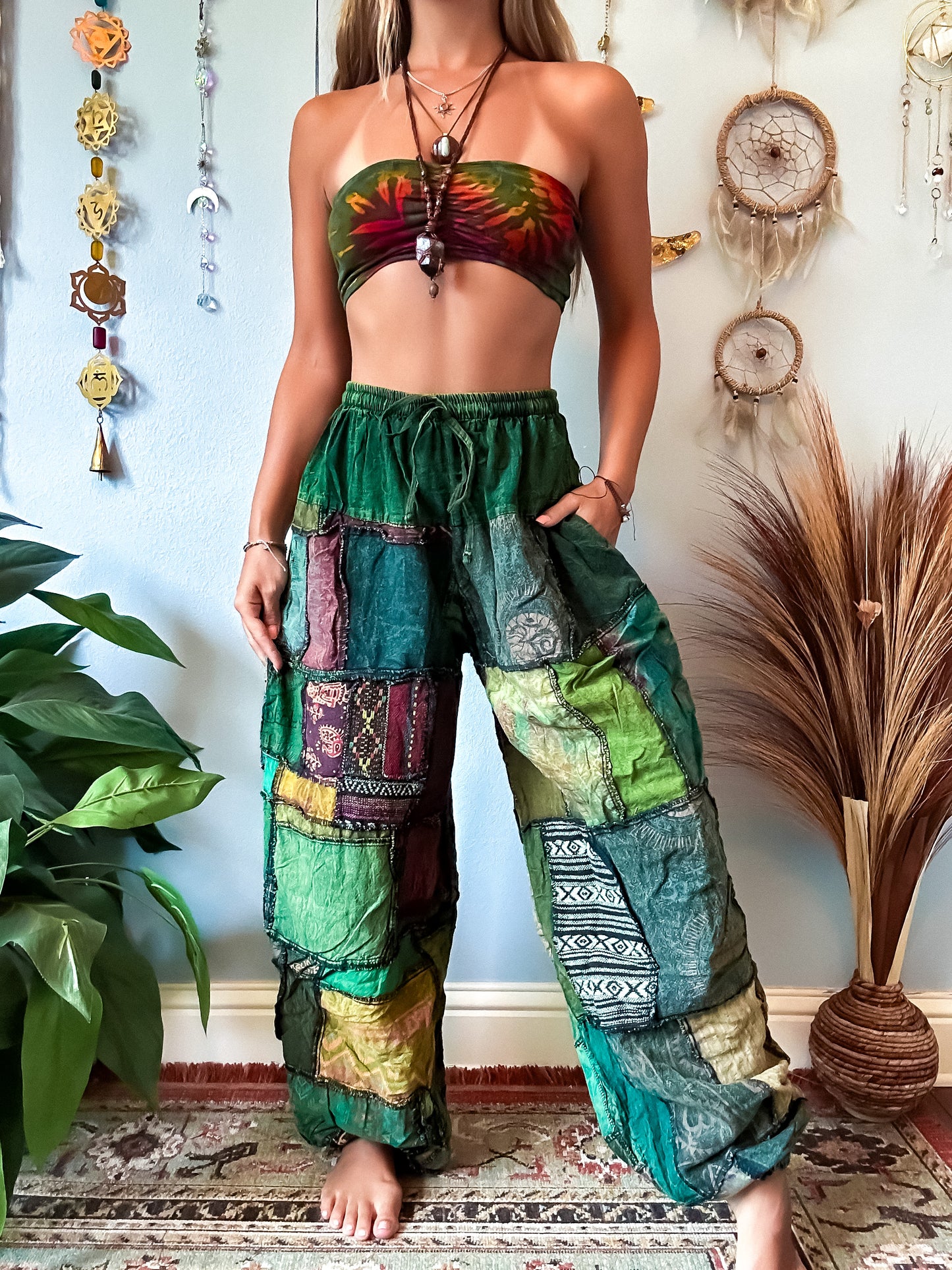 WOODLAND HAREM TROUSERS - FOREST TONED