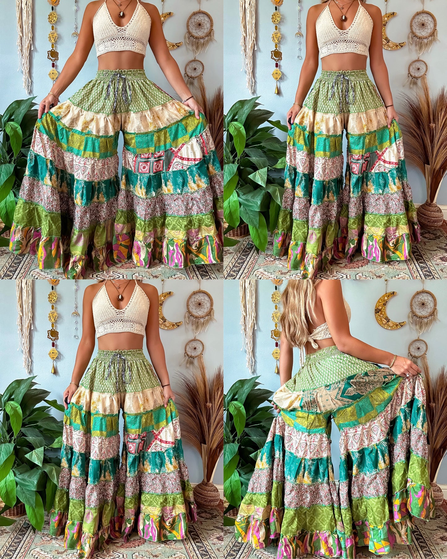 PATCHWORK TIERED PANTS