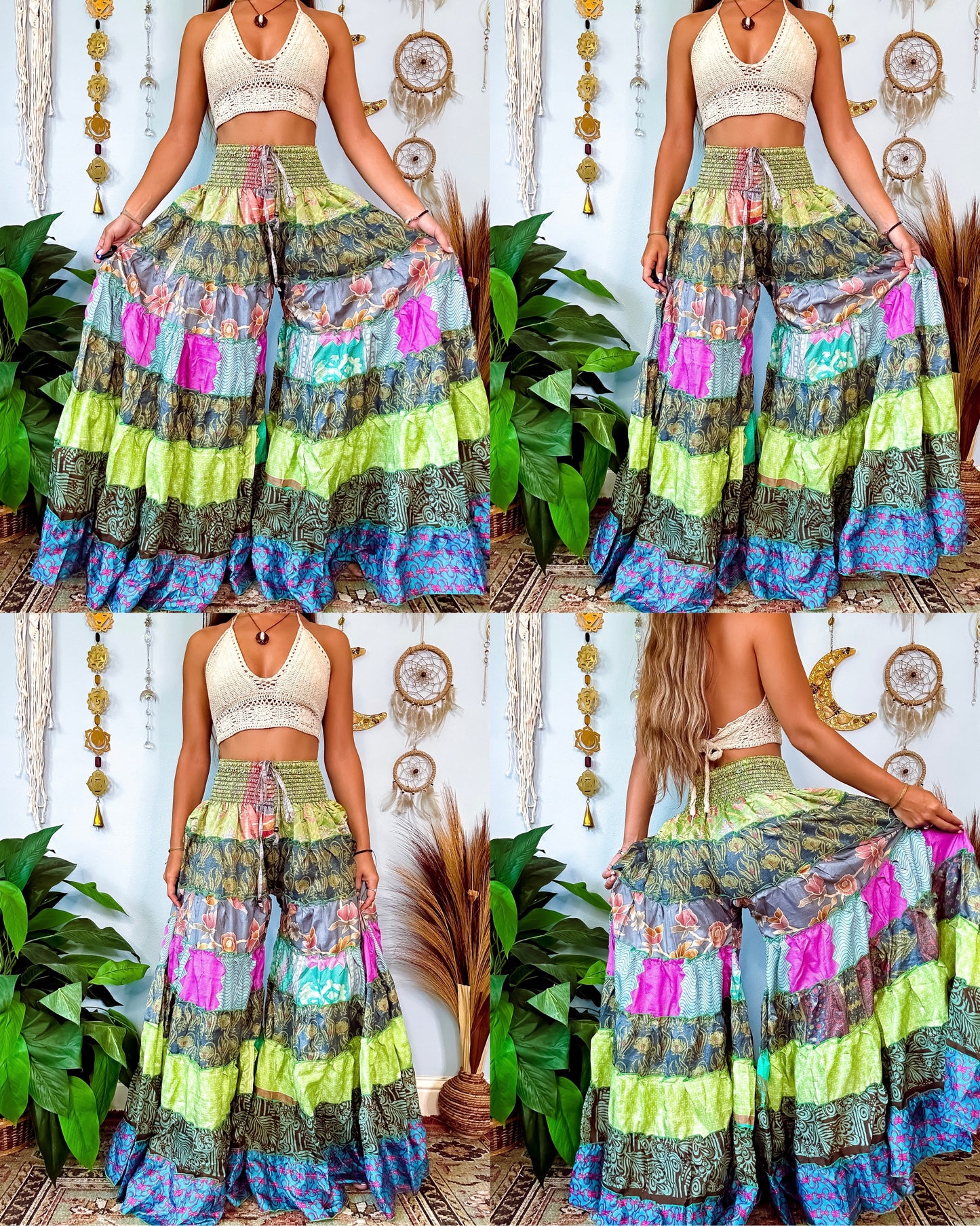 PATCHWORK TIERED PANTS