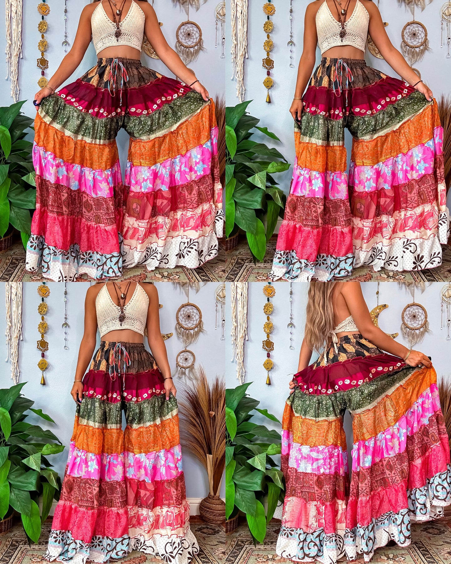 PATCHWORK TIERED PANTS (TALL)