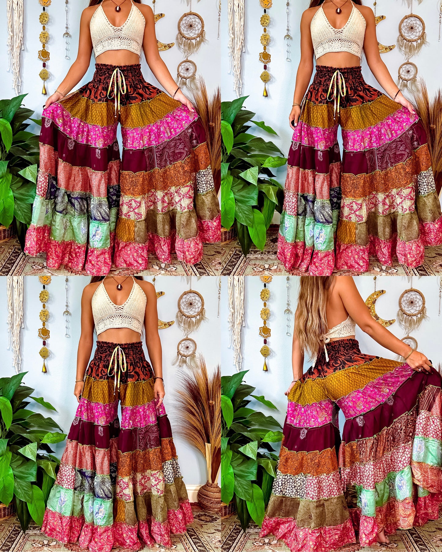 PATCHWORK TIERED PANTS