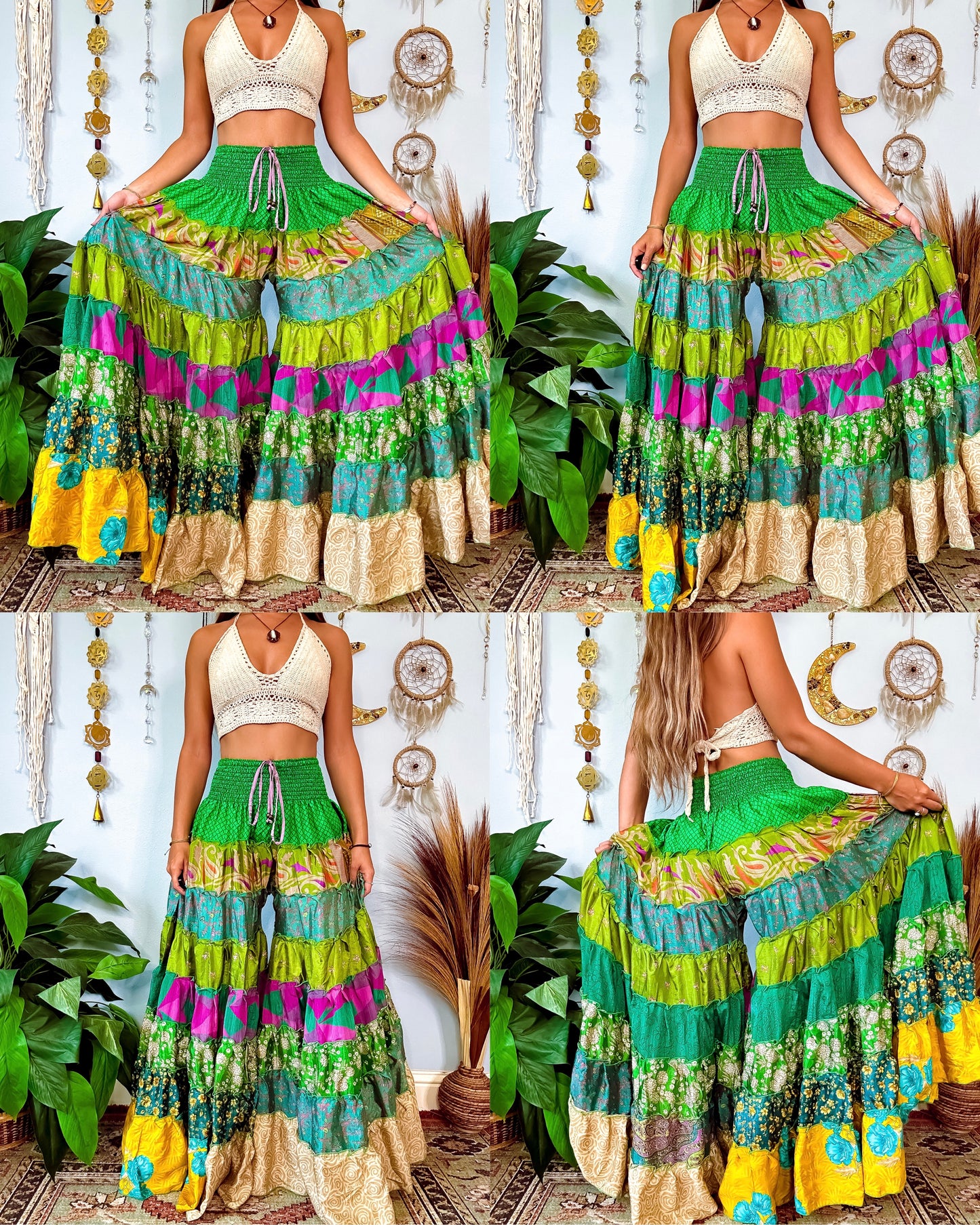 PATCHWORK TIERED PANTS
