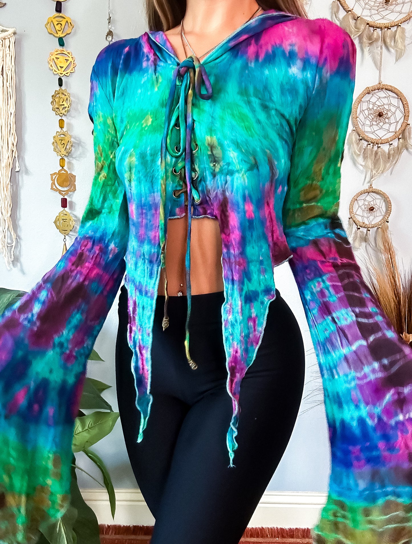 TRIXIE HOODED TOP - TURQUOISE