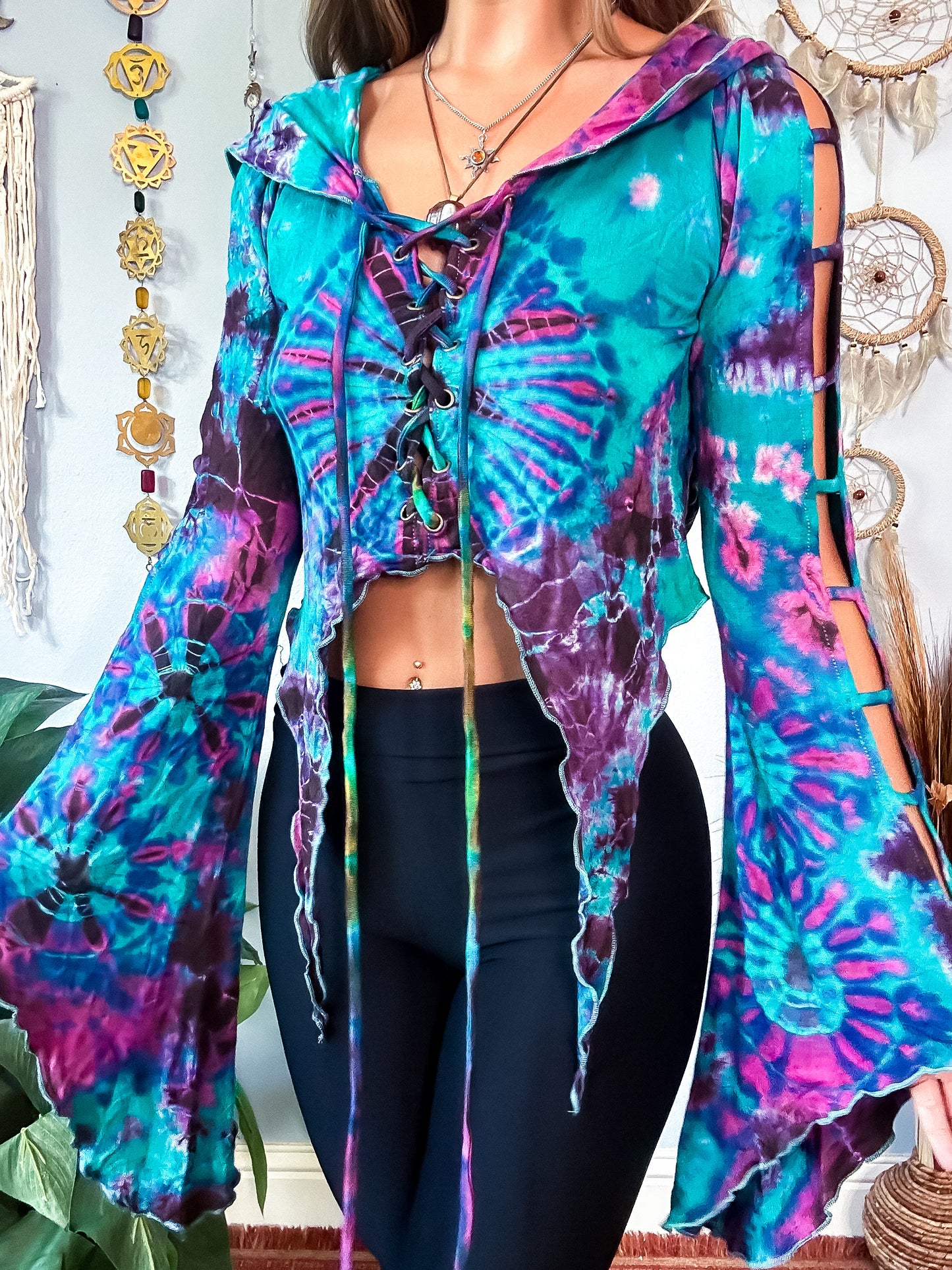 TRIXIE HOODED TOP - TURQUOISE