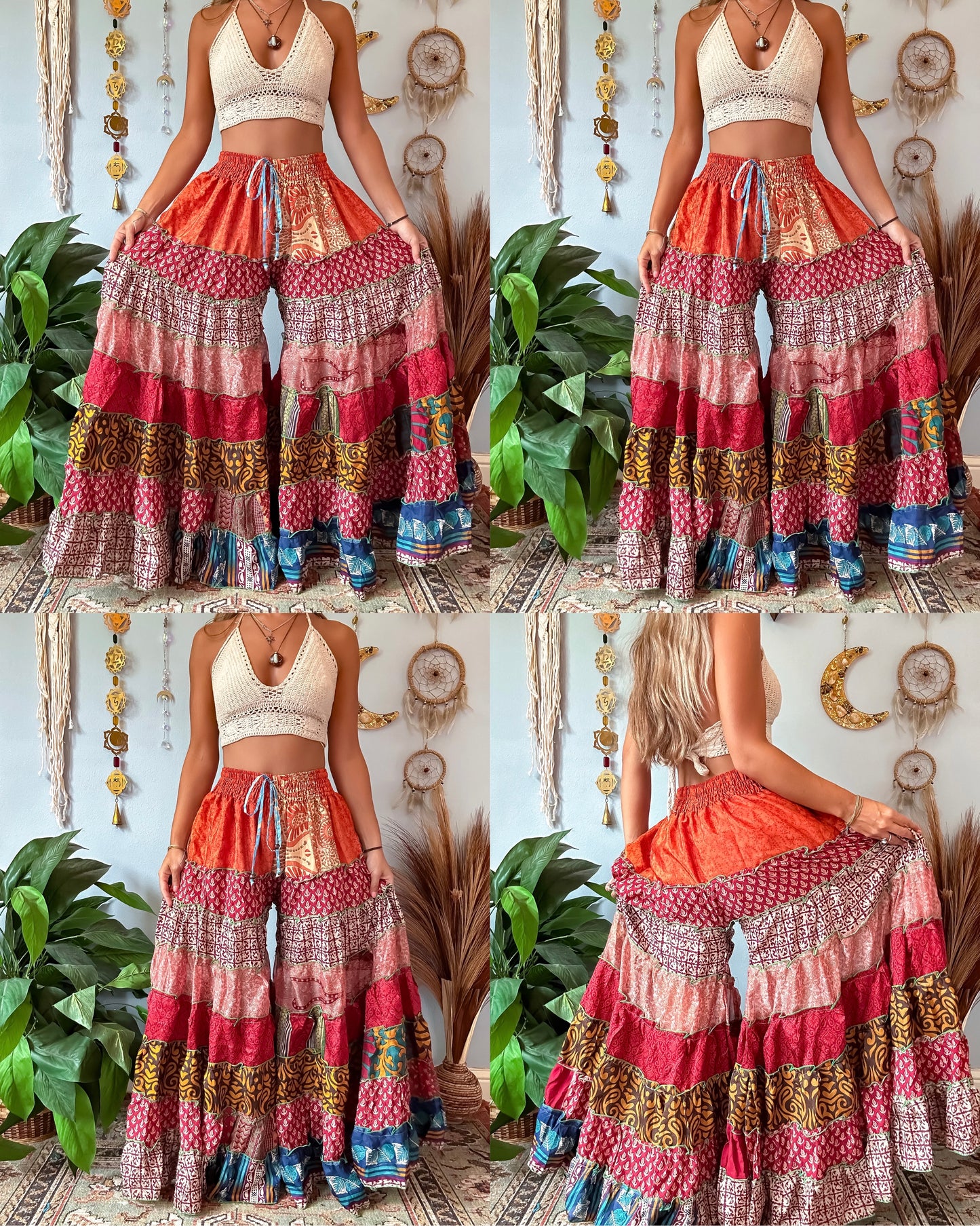 PATCHWORK TIERED PANTS