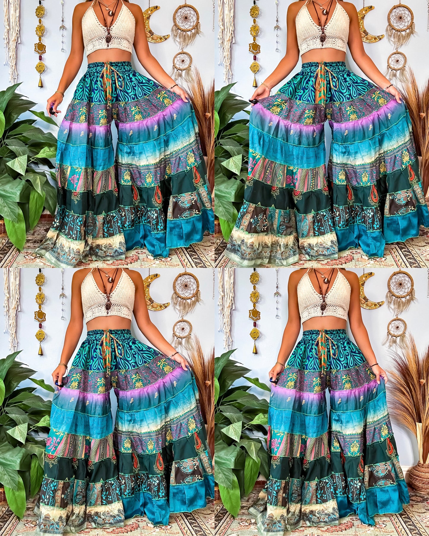 PATCHWORK TIERED PANTS