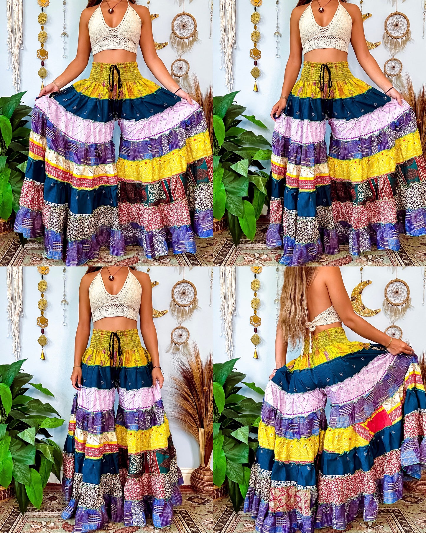 PATCHWORK TIERED PANTS