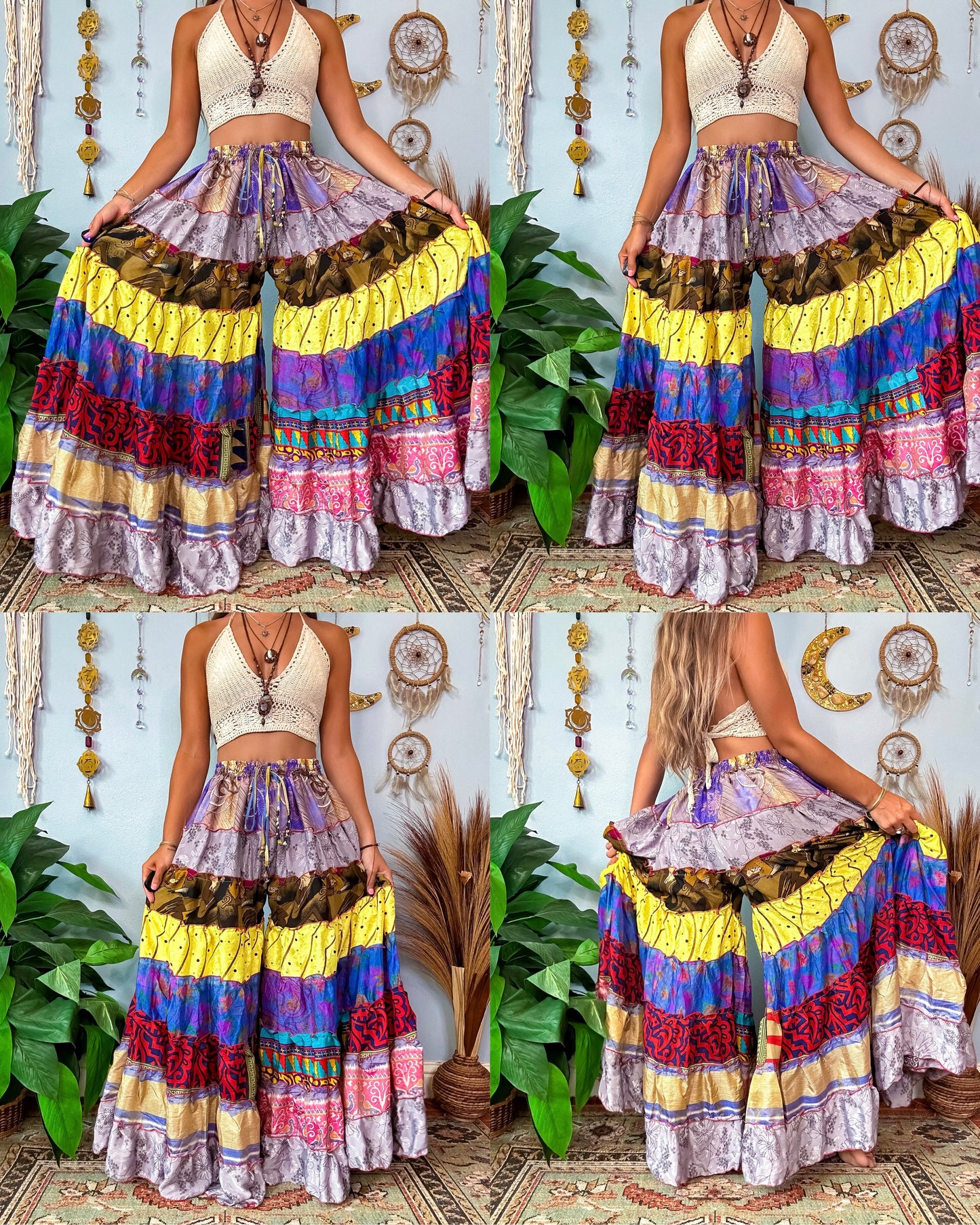 PATCHWORK TIERED PANTS